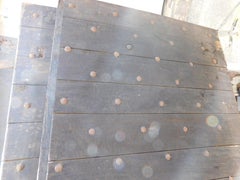 Double swing door in poplar wood with nails, Italy