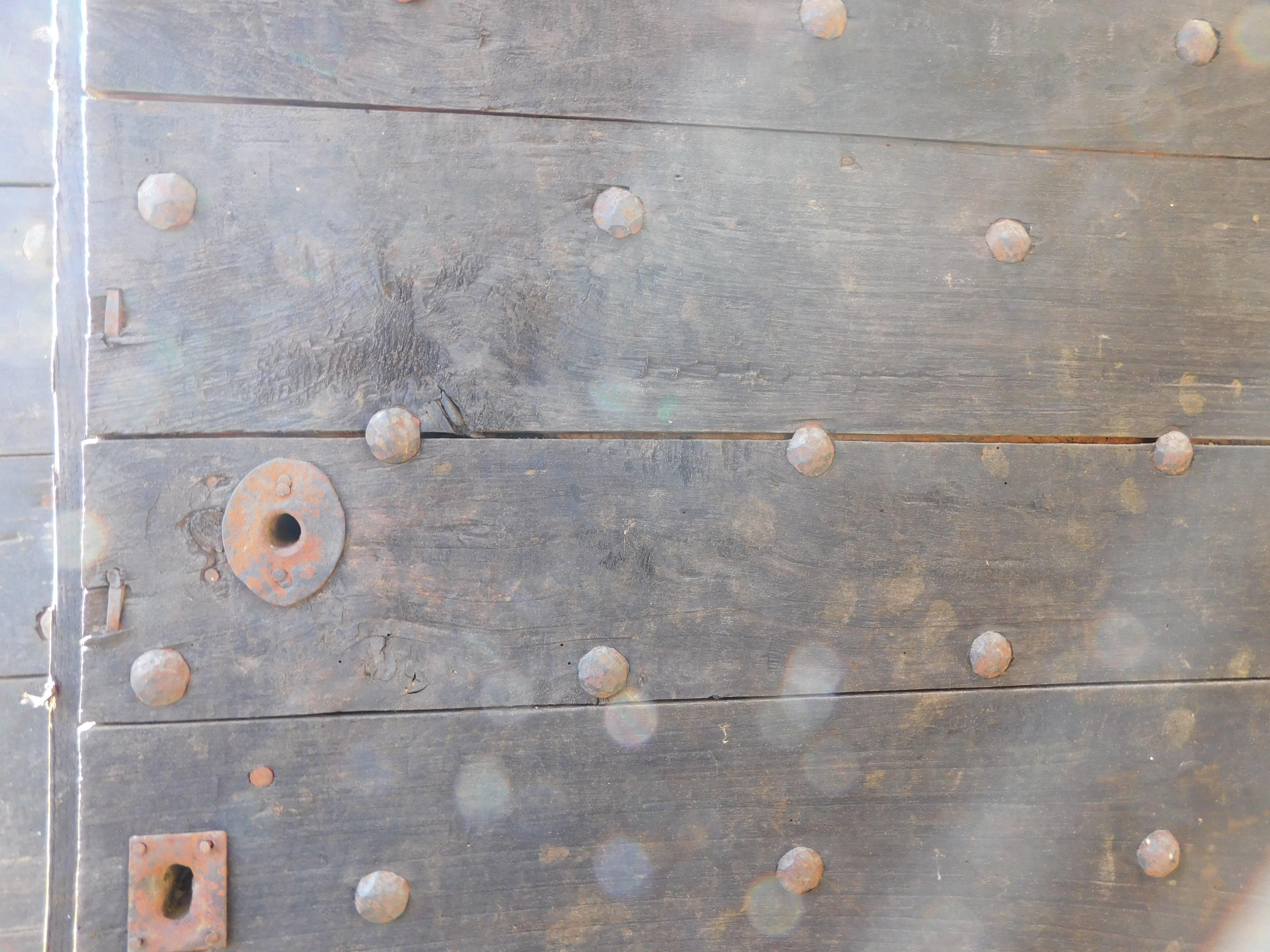 Italian Double swing door in poplar wood with nails, Italy For Sale