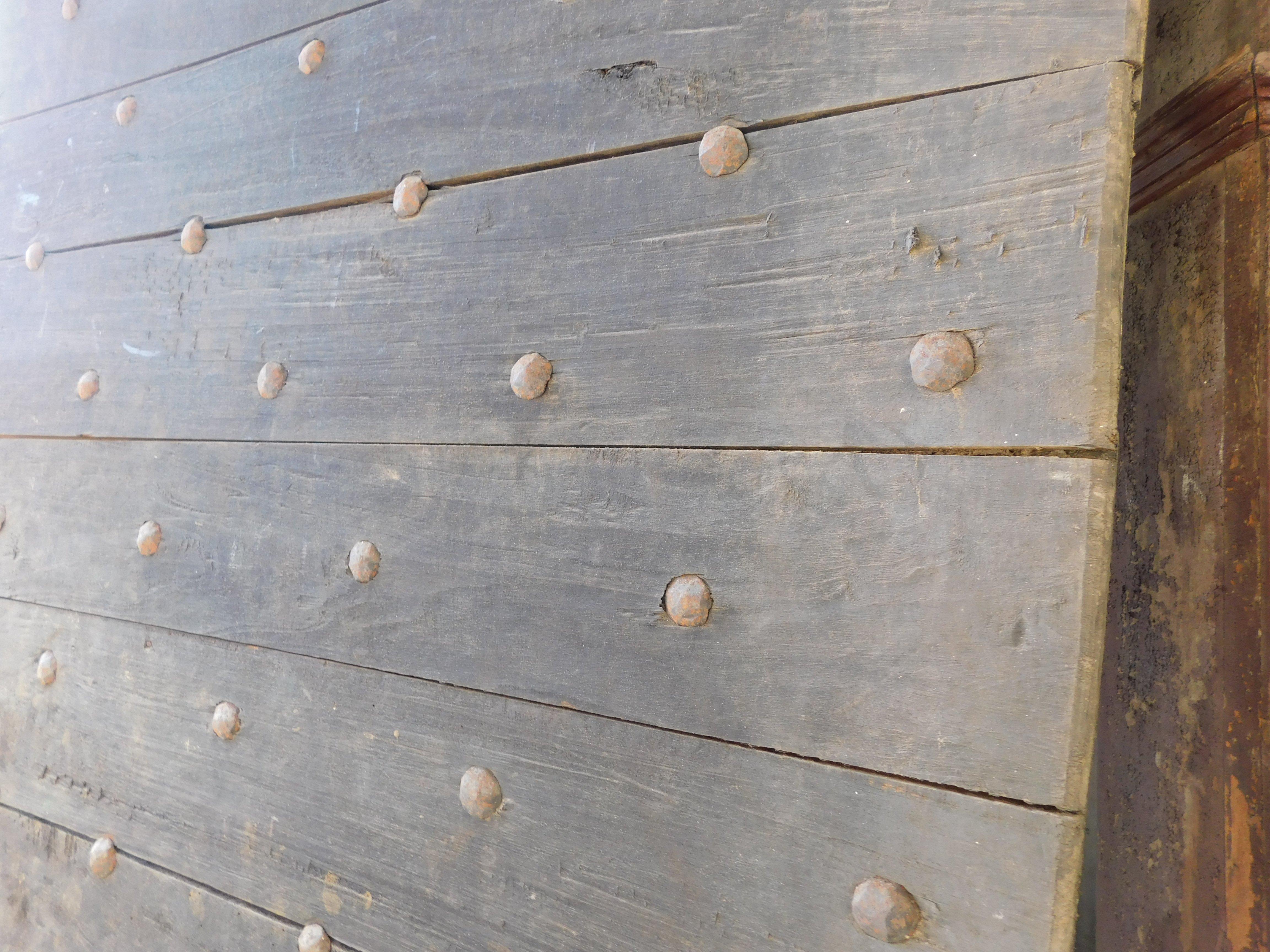 19th Century Double swing door in poplar wood with nails, Italy For Sale