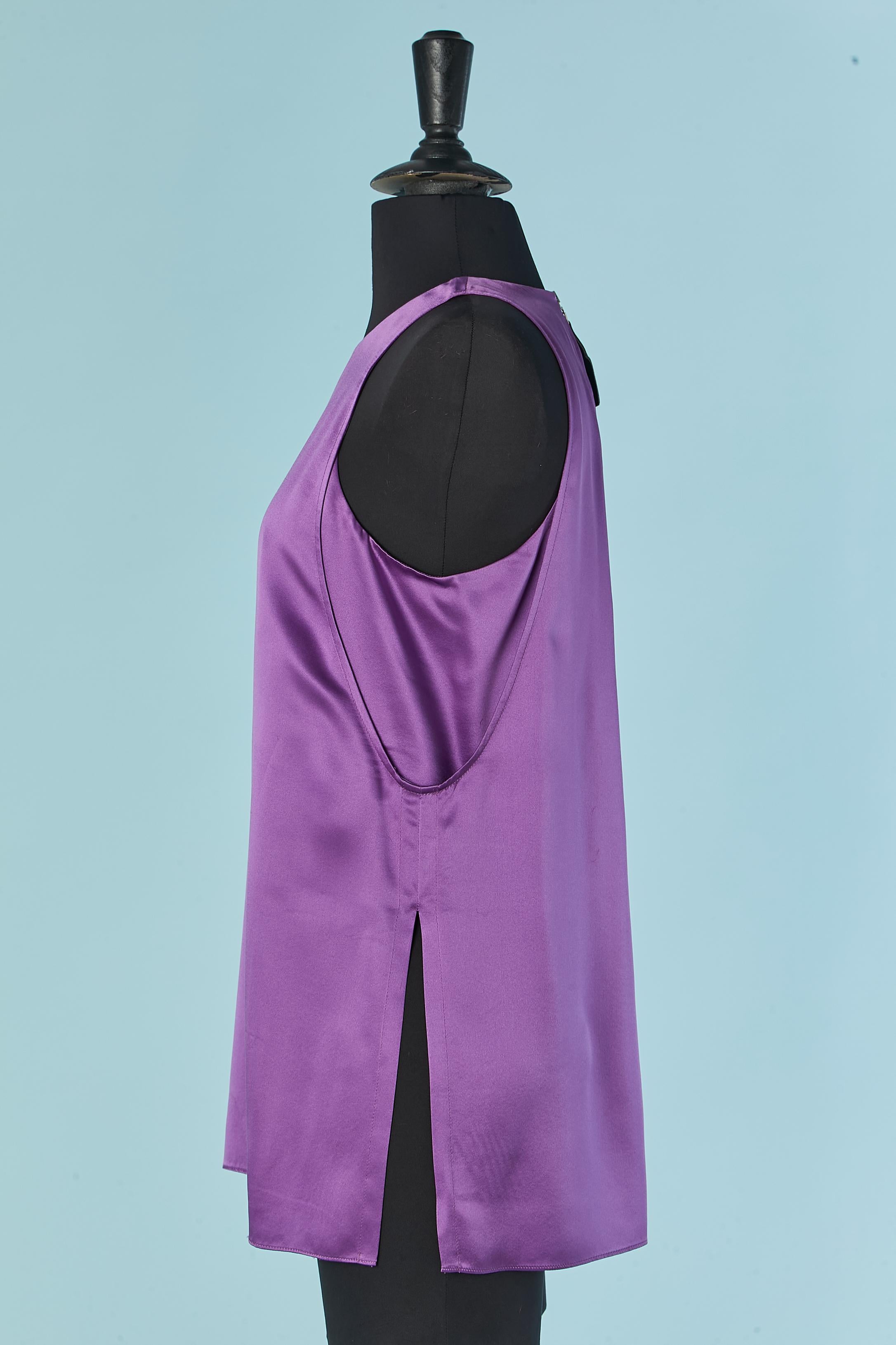 Purple Double tank top in purple silk Helmut Lang For Sale