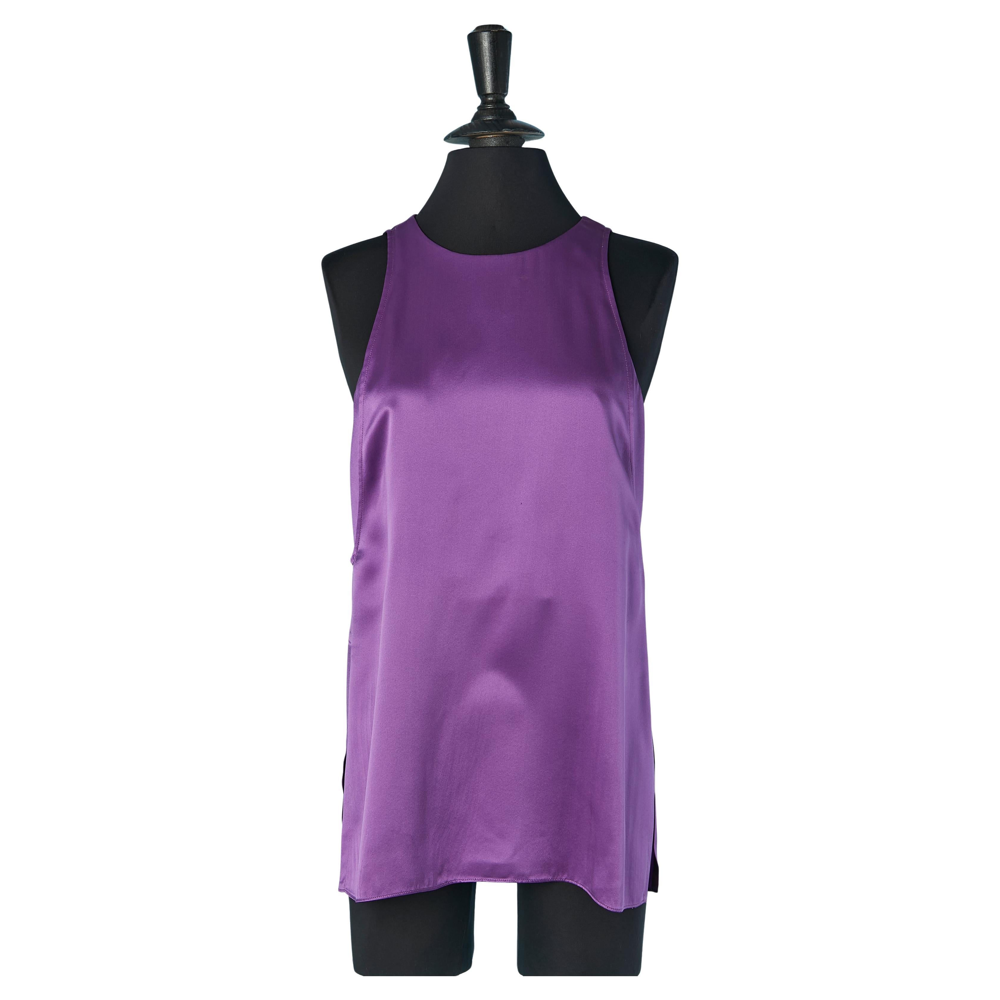 Double tank top in purple silk Helmut Lang For Sale