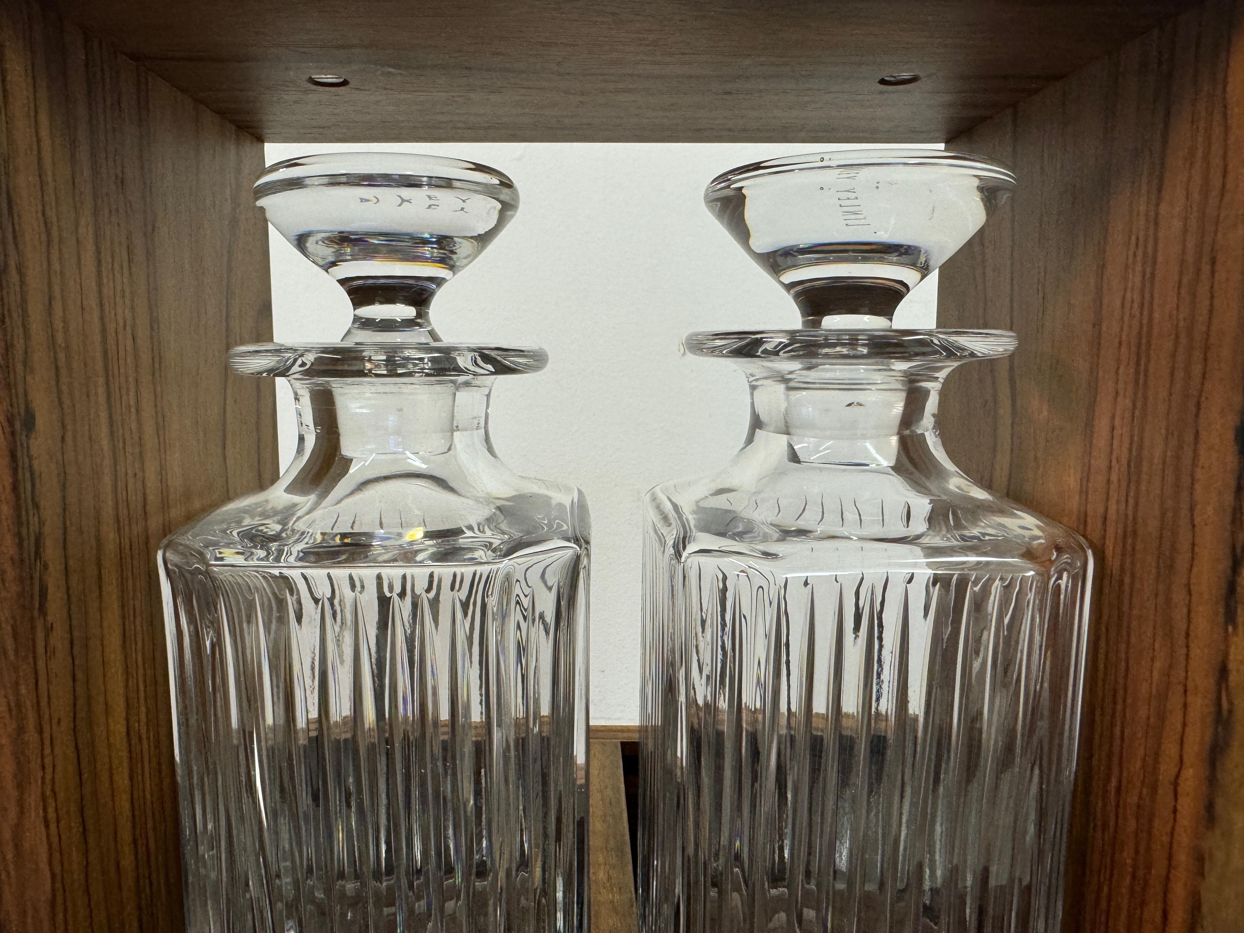 British Double Tantalus with Lead Crystal Decanters by Linley
