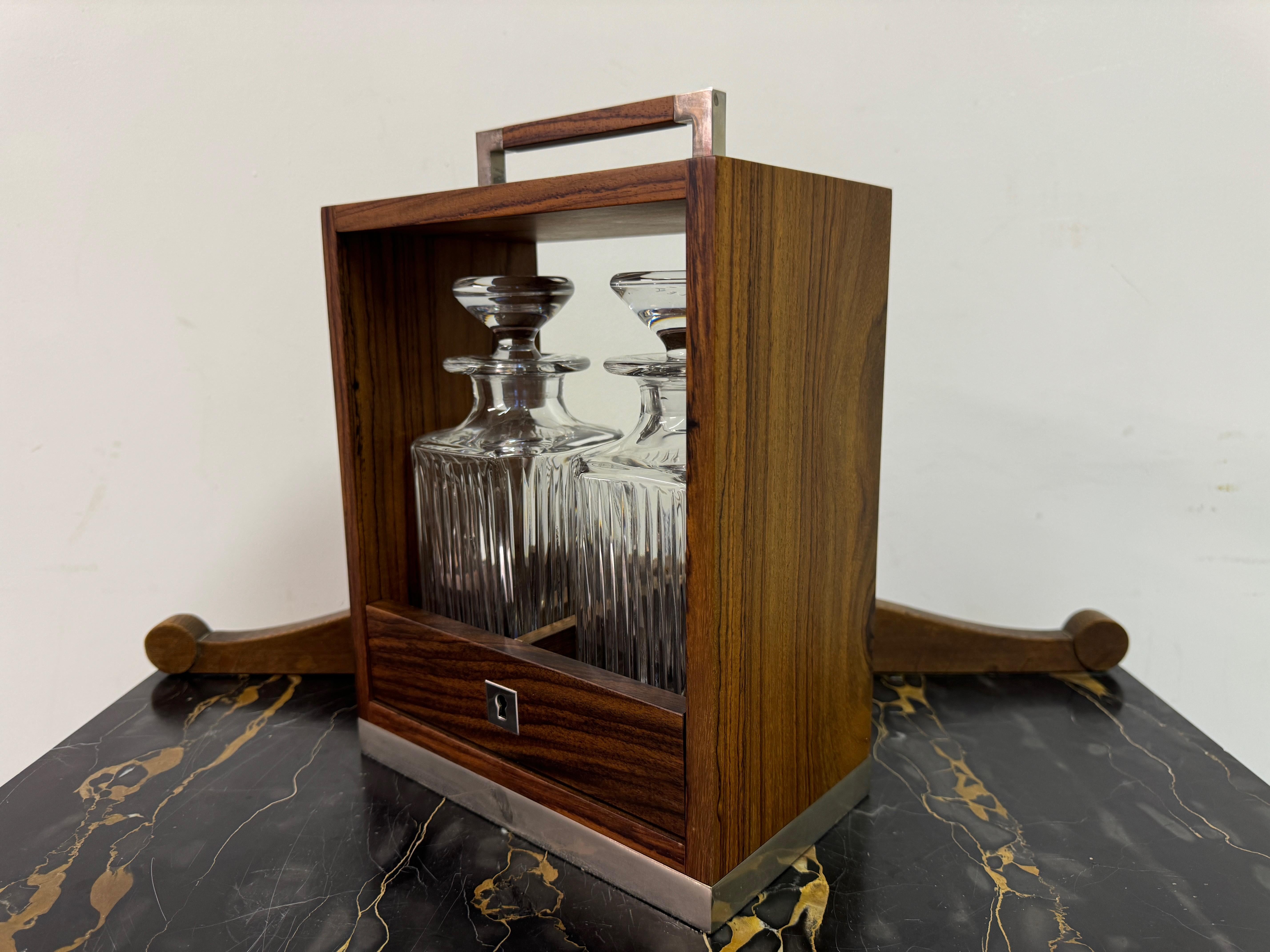 Silver Double Tantalus with Lead Crystal Decanters by Linley