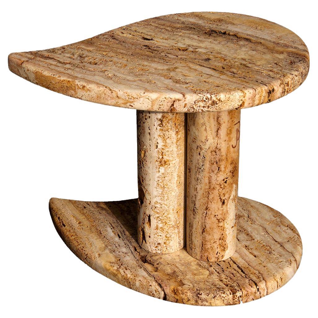 Tables d'appoint en travertin à double éclat de Jean Frederic Bourdier en vente