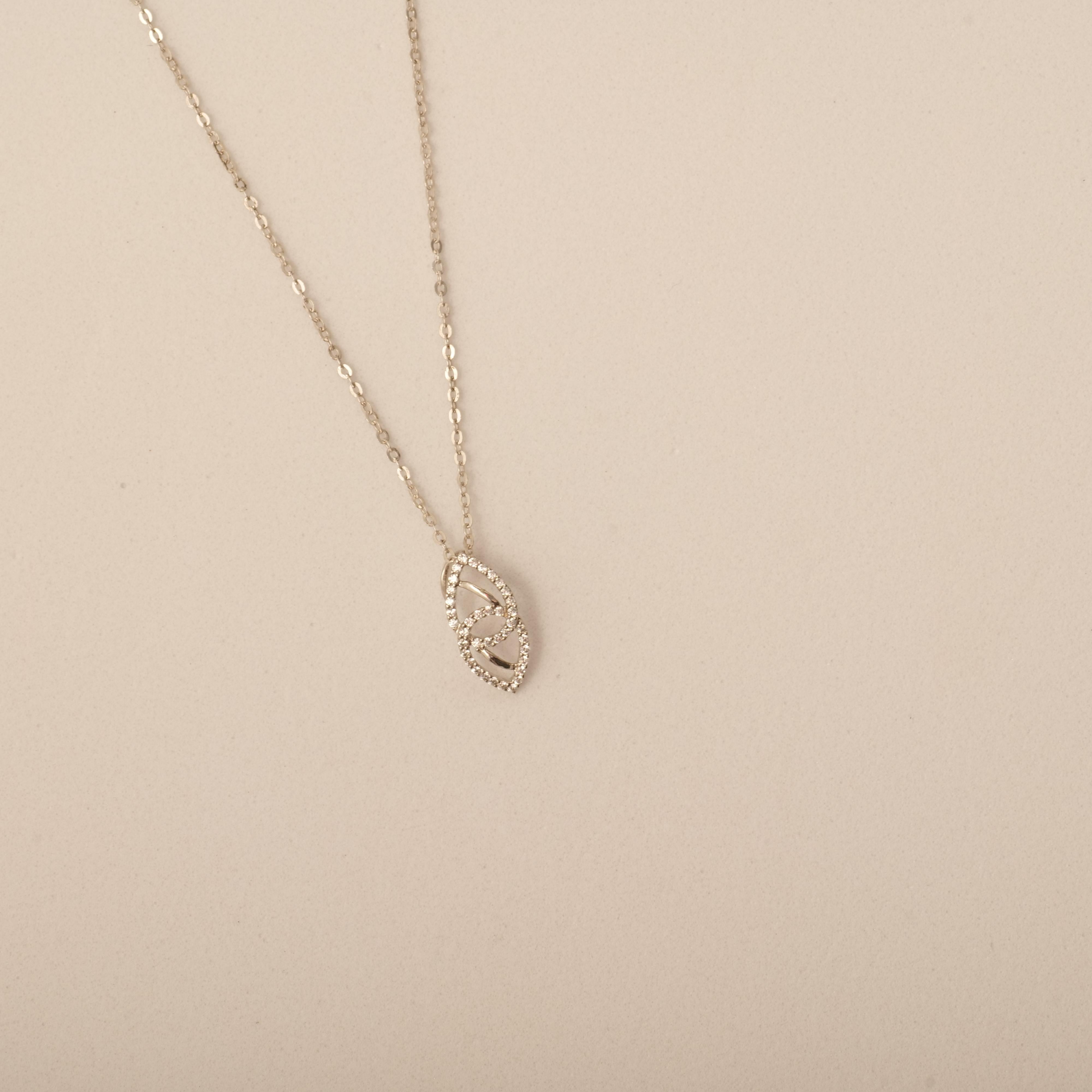 Double Teardrop Diamond Necklace in 14k Solid Gold (Certified) For Sale 2