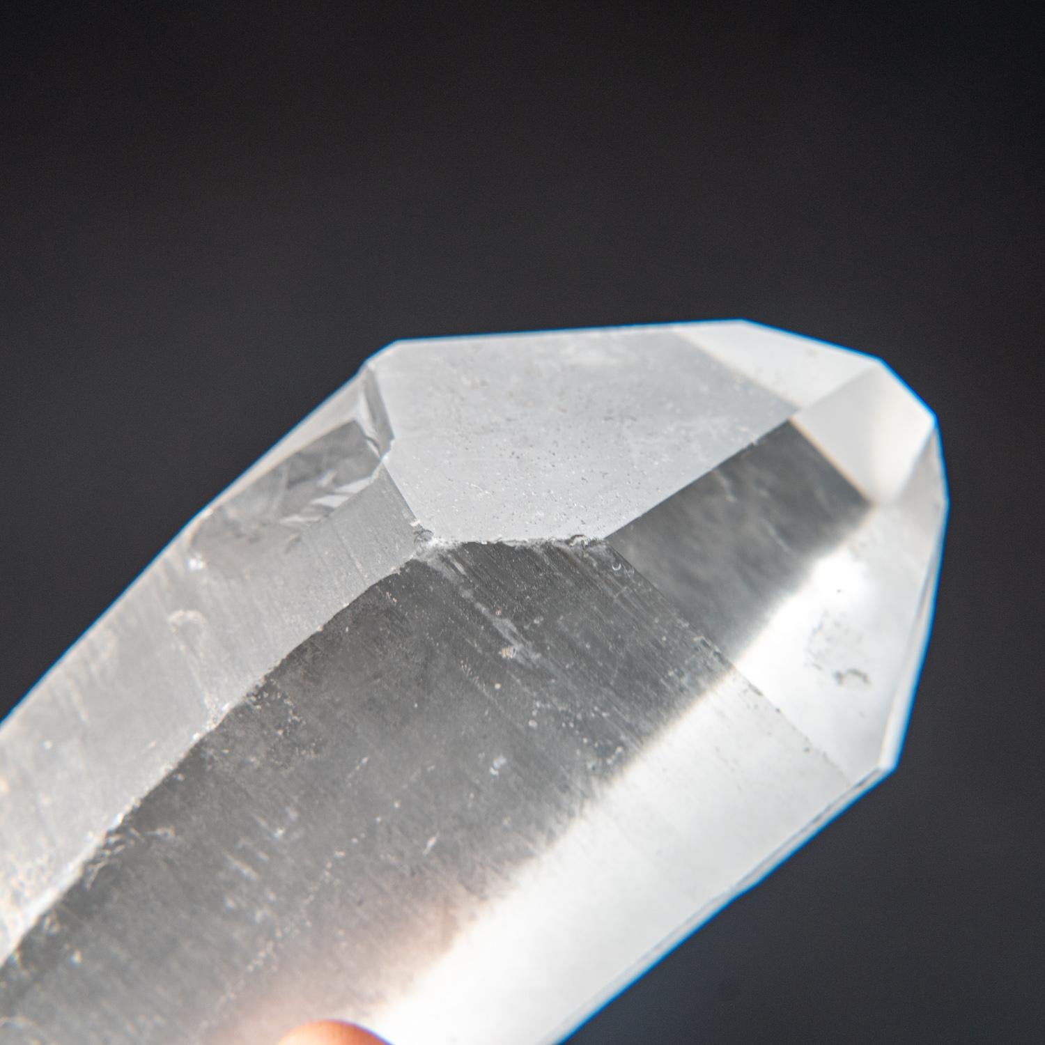 Double Terminated Natural Lemurian Quartz Crystal from Brazil (1.75 lbs) In New Condition For Sale In New York, NY