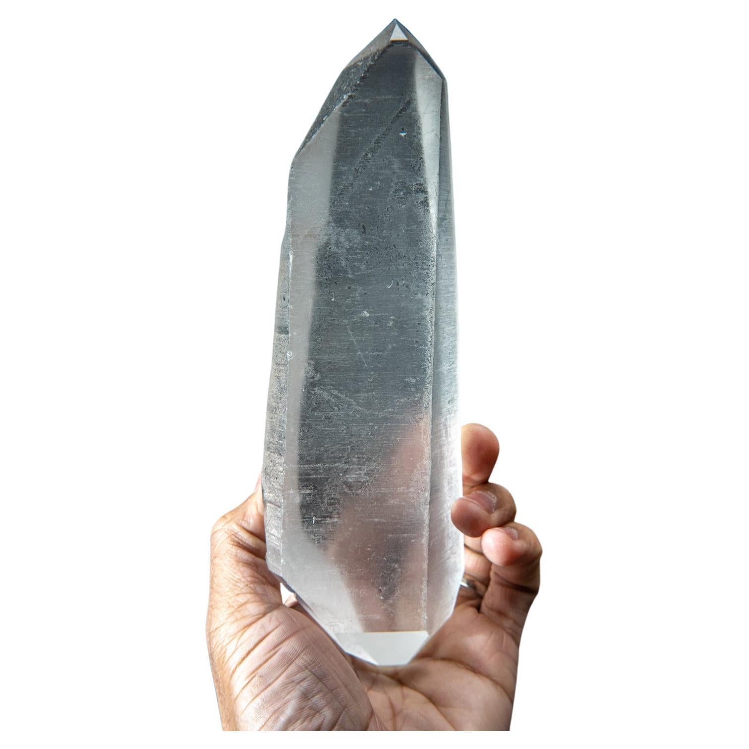 Double Terminated Natural Lemurian Quartz Crystal from Brazil (1.75 lbs) For Sale