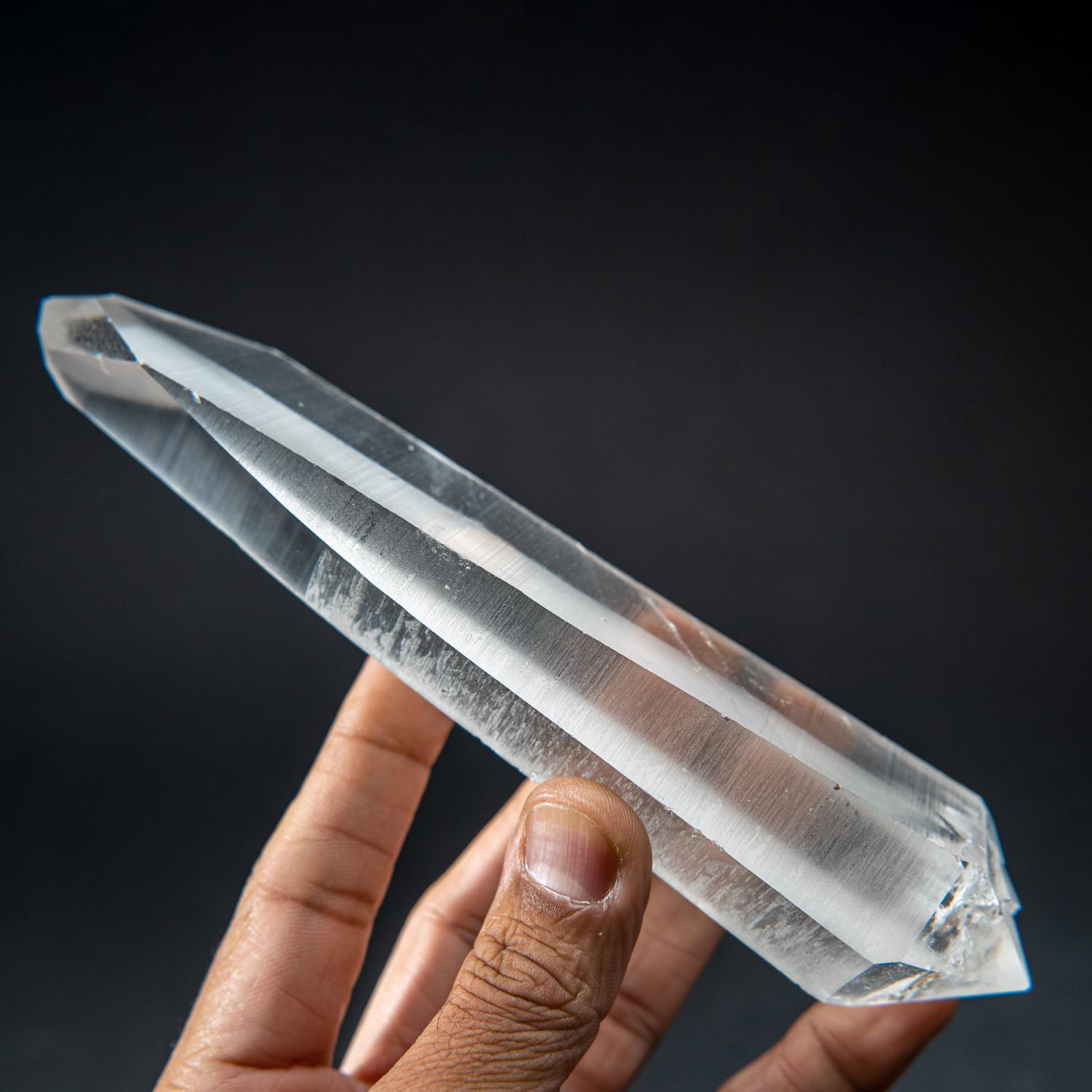 Double Terminated Natural Lemurian Quartz Crystal from Brazil (.85 lbs) In New Condition In New York, NY