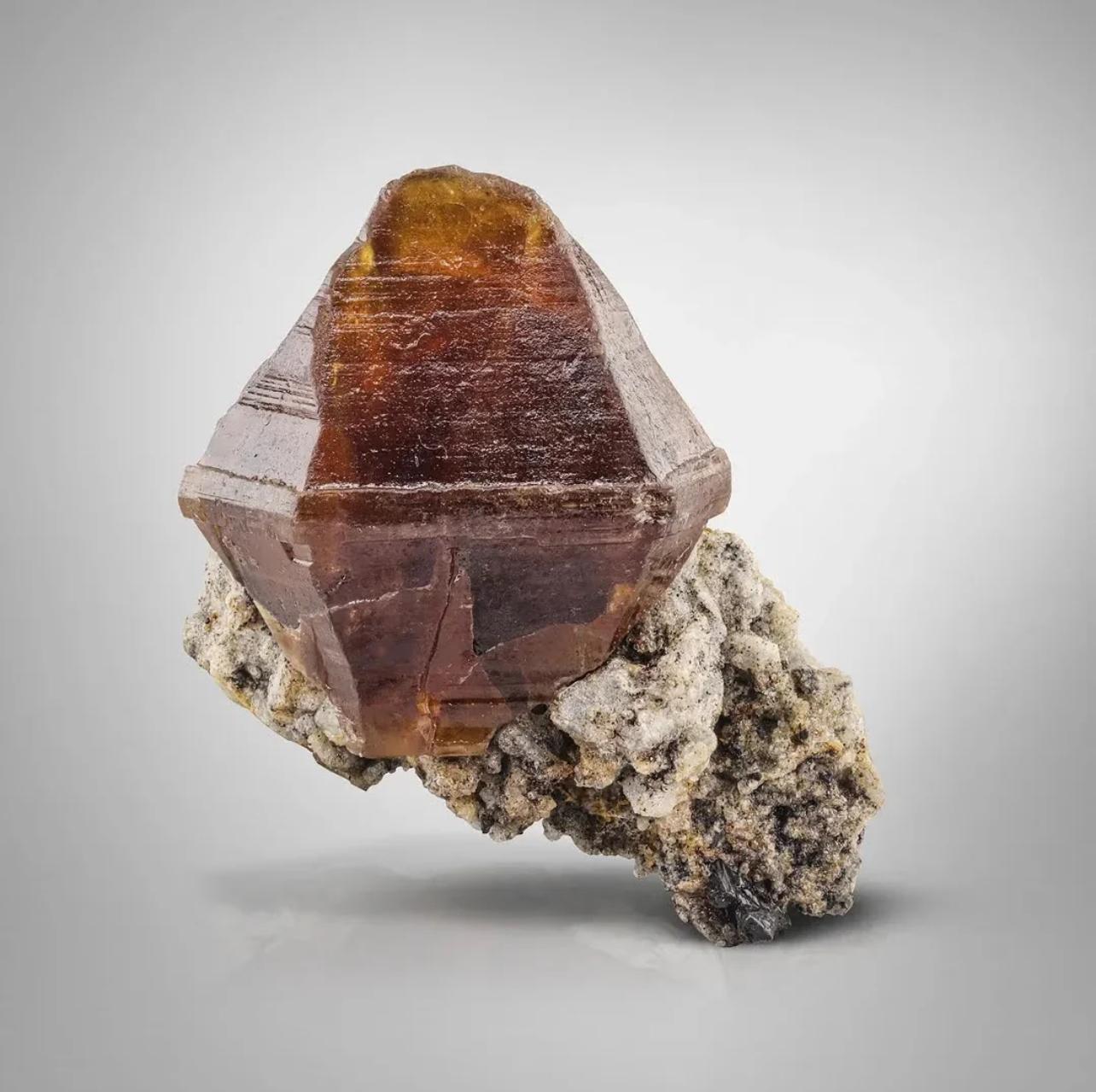 Double Terminated Parisite Crystal With Ilmenite On Matrix From Pakistan For Sale 4