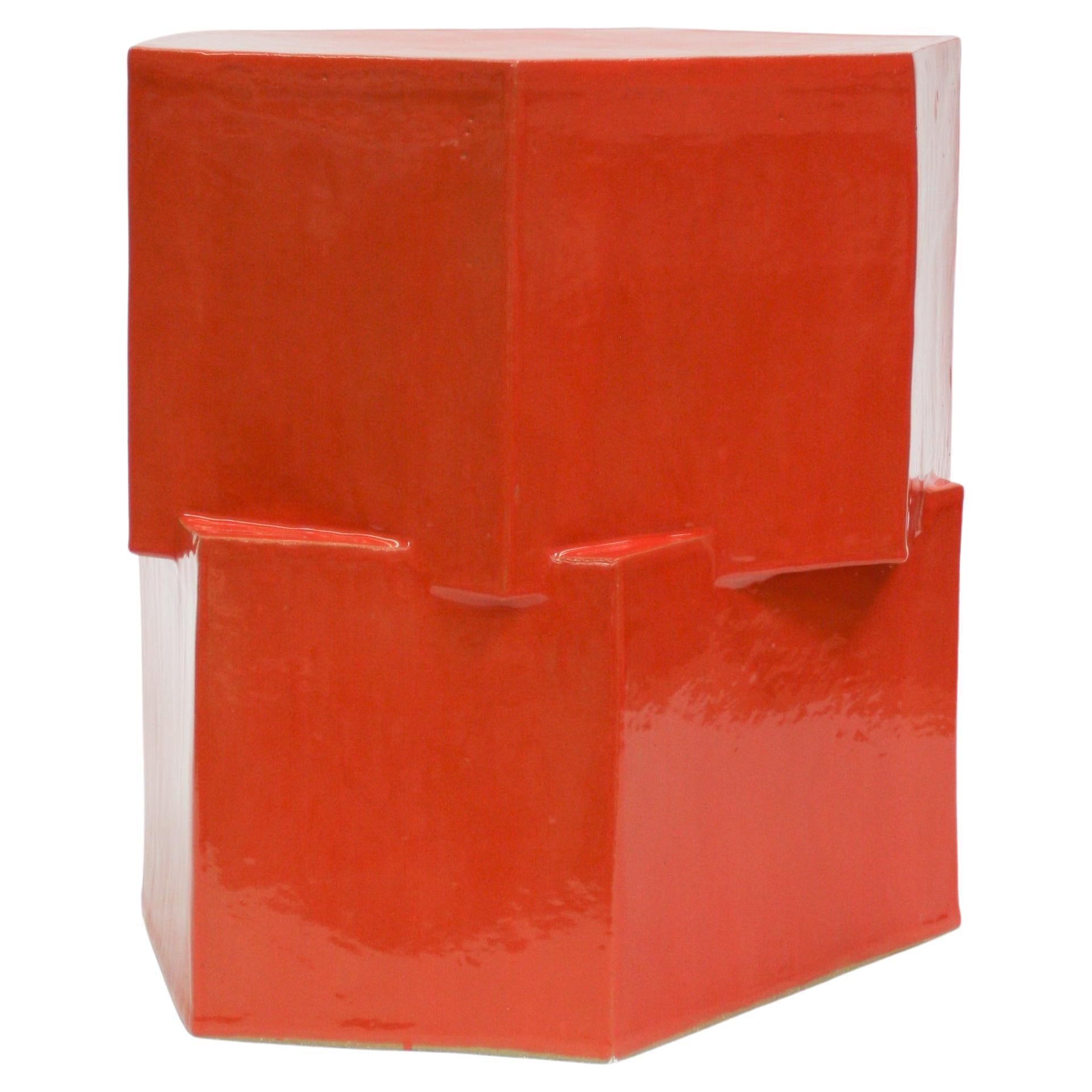 Double Tier Ceramic Hex Side Table in Gloss Red by Bzippy