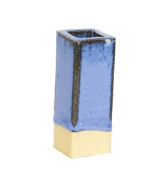 Double Tier Ceramic Hex Side Table in Mottled Blue by BZIPPY