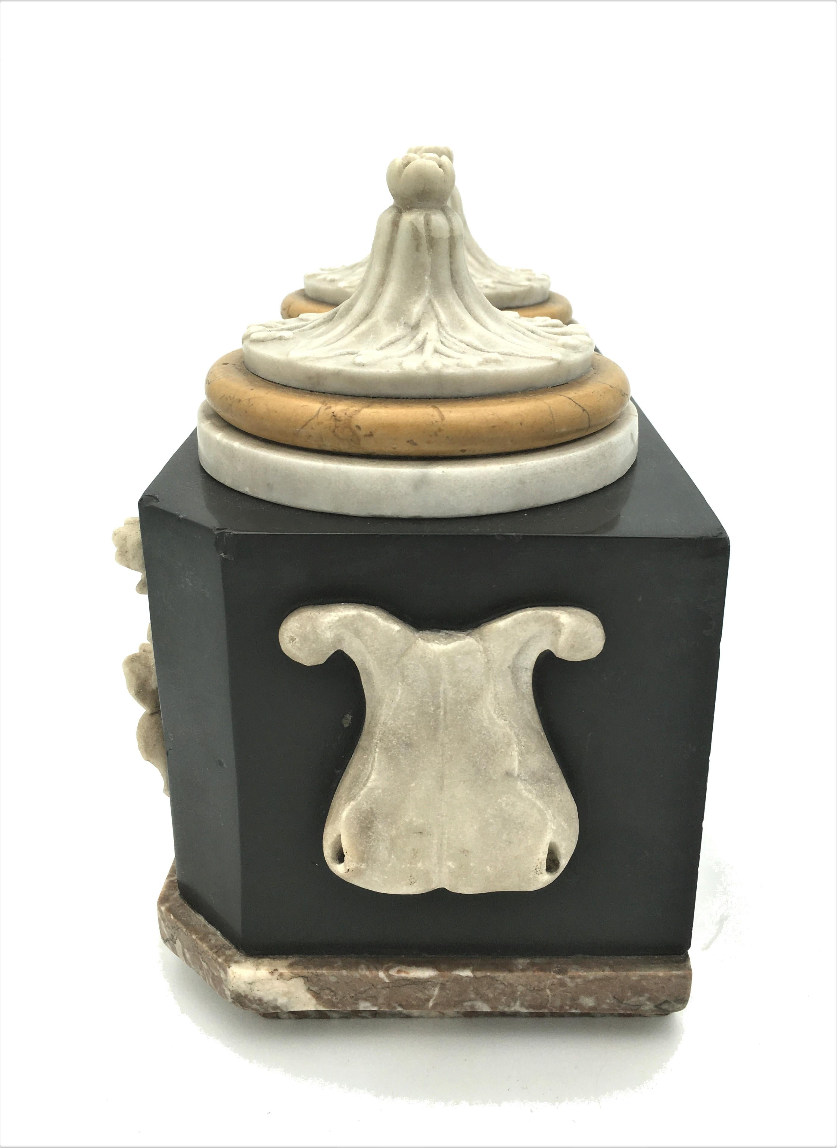 Carved Double Tobacco Pot Three Marbles Napoléon 3 Period