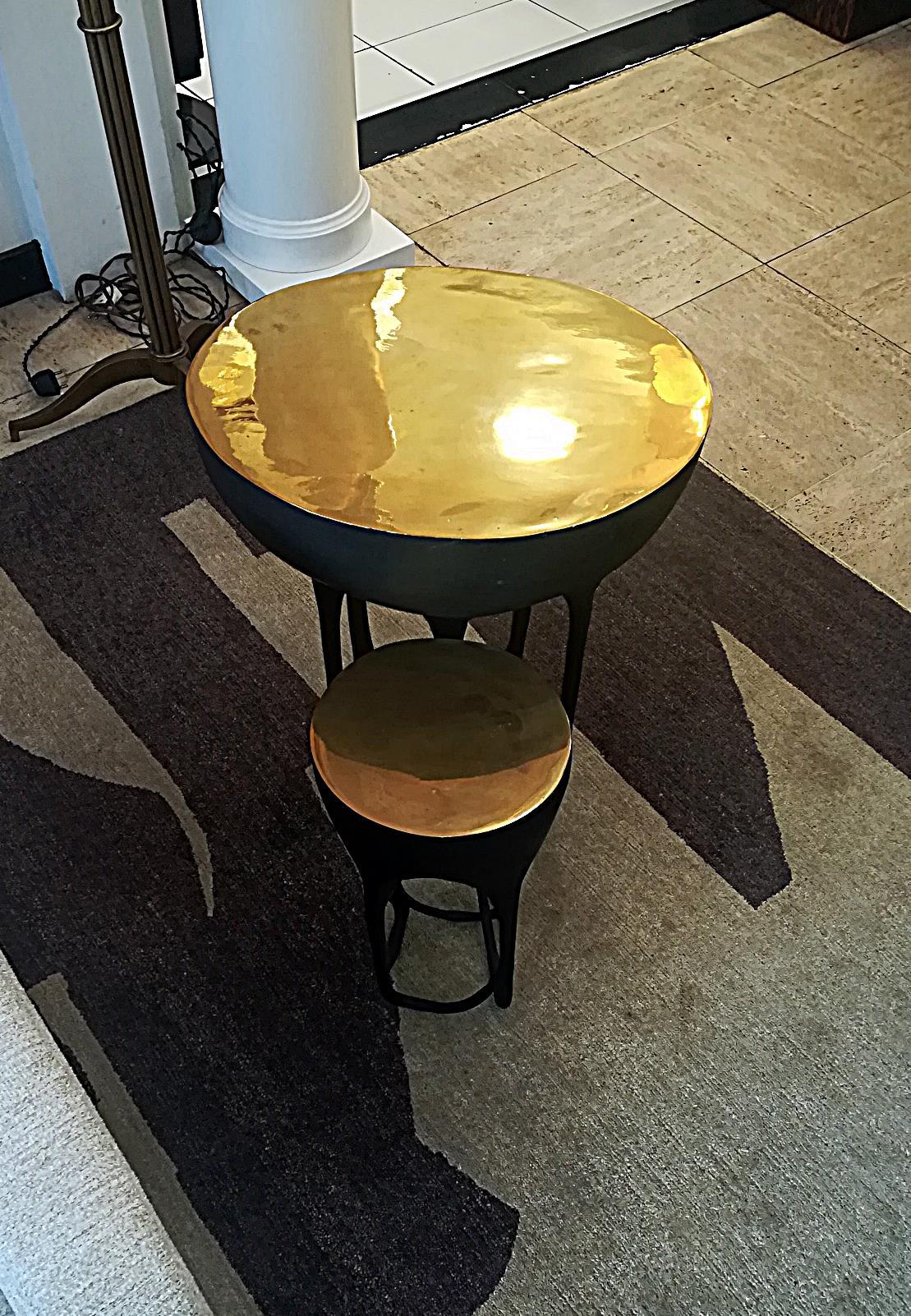 French Double Top Bronze Side Table
