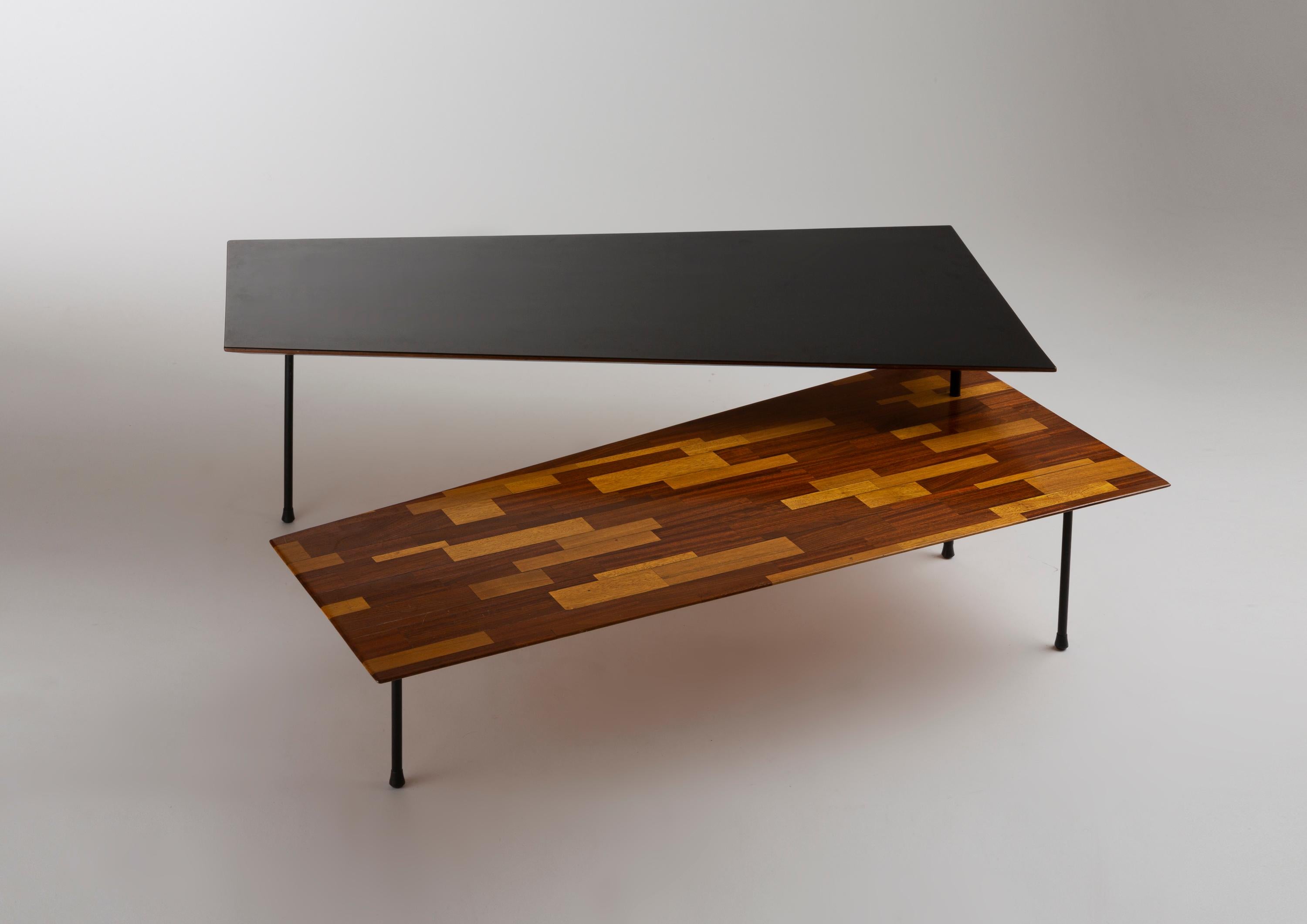 Marquetry Double Top Coffee Table Attributed to Taichiro Nakai For Sale