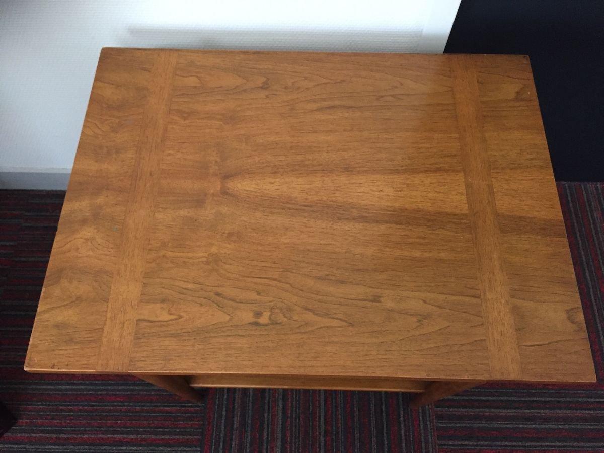 Double top occasional table by John Widdicomb, 1960s, 1 cane top with signature plate. Good condition