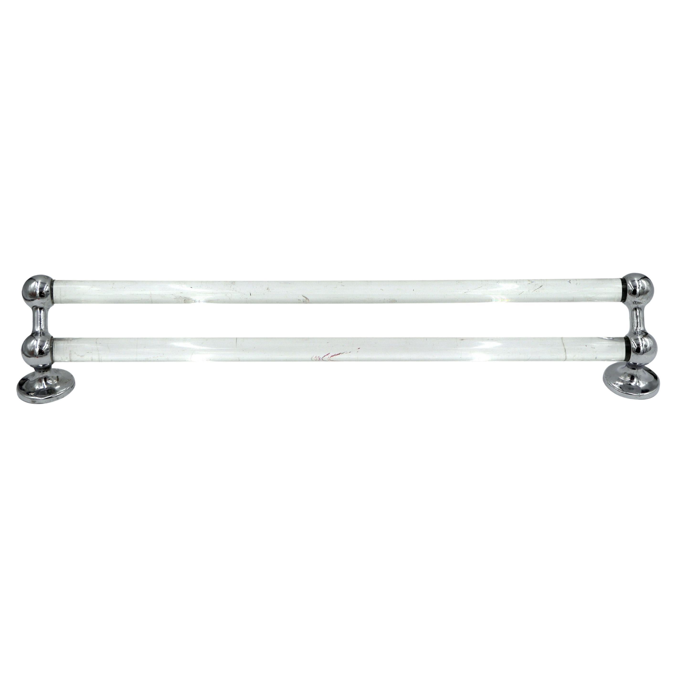 Double Towel Bar Rack w/ Lucite Bars and Chrome Plated Hardware