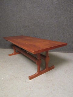 Double Trestle Danish Teak Coffee Table by CFC Silkeborg