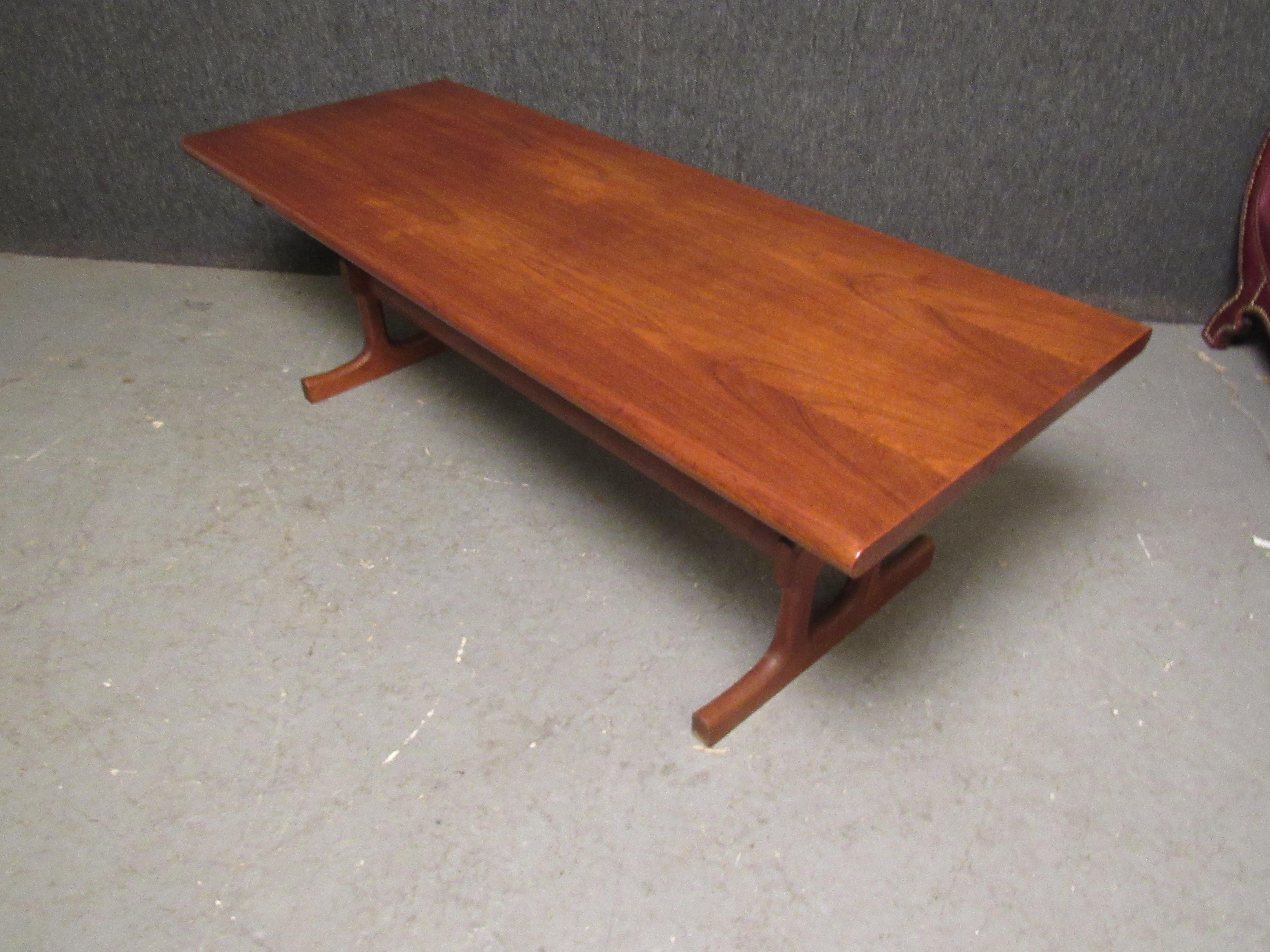 Mid-Century Modern Double Trestle Danish Teak Coffee Table by CFC Silkeborg For Sale