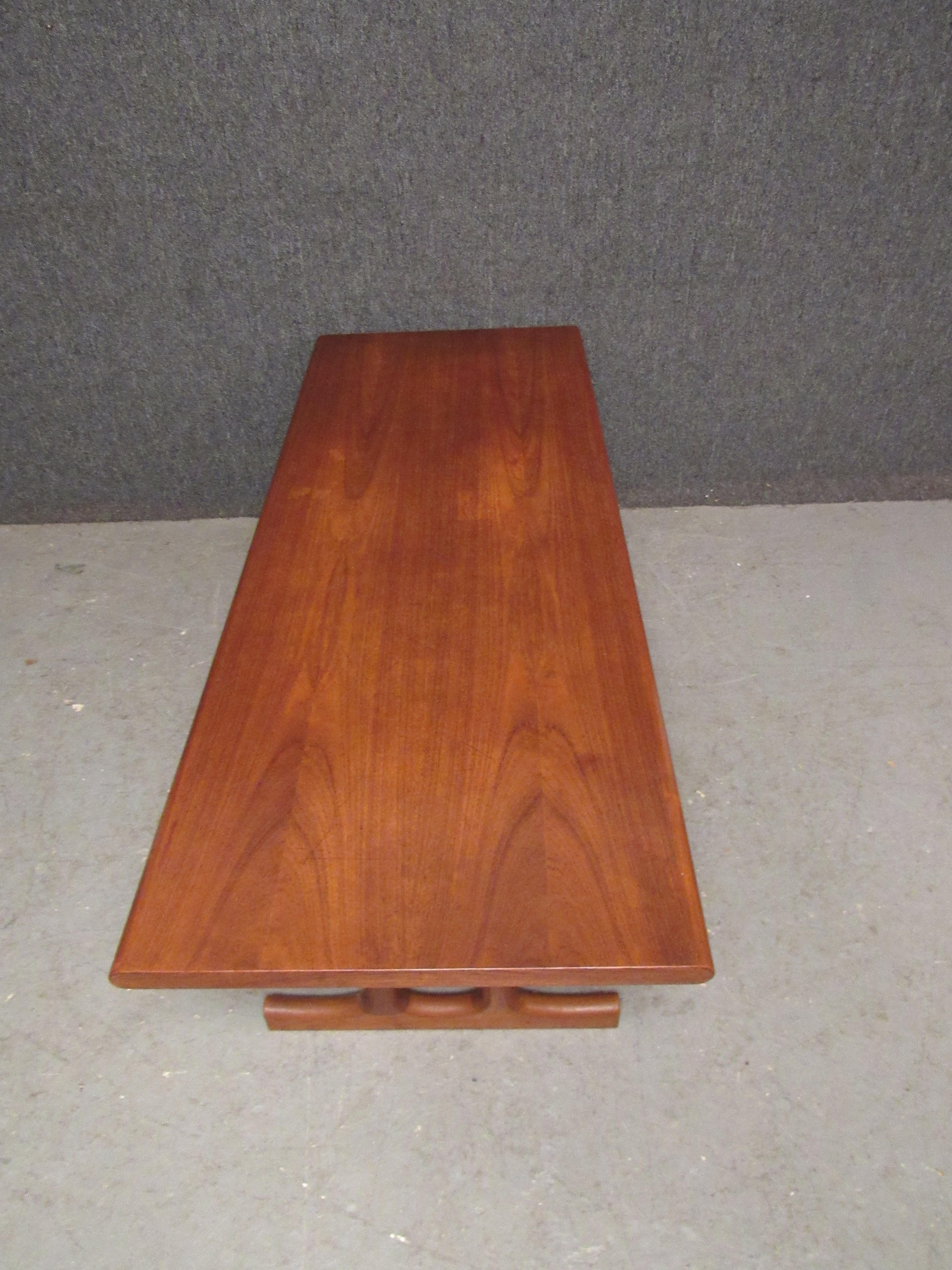 Wood Double Trestle Danish Teak Coffee Table by CFC Silkeborg For Sale