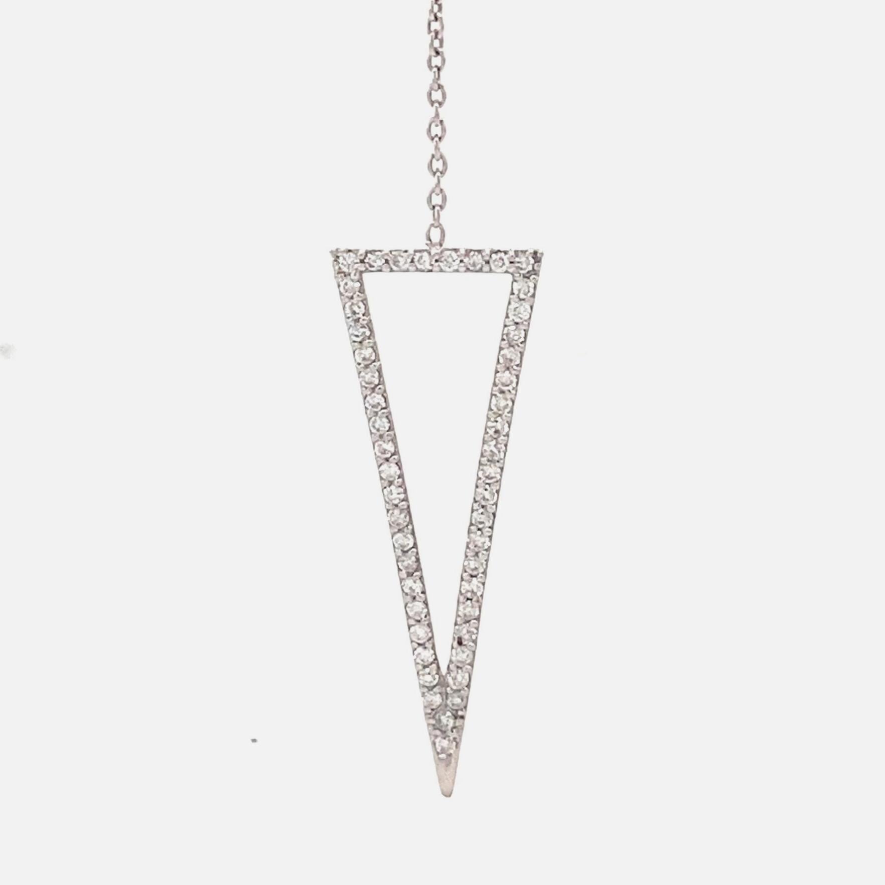 Donna Double Triangle Layered Diamond Charm Necklace in 14K Solid Gold (Certified) in vendita