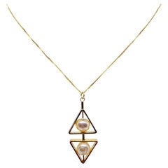 Double Triangle Pearl Necklace 