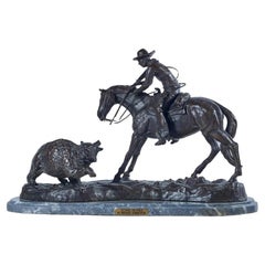 Vintage "Double Trouble" Bronze Sculpture, After Frederic Remington