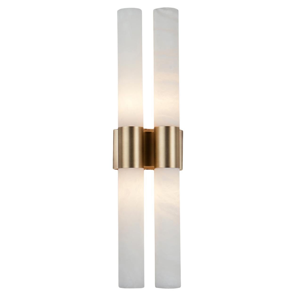 Double Tube Alabaster Wall Lamp For Sale