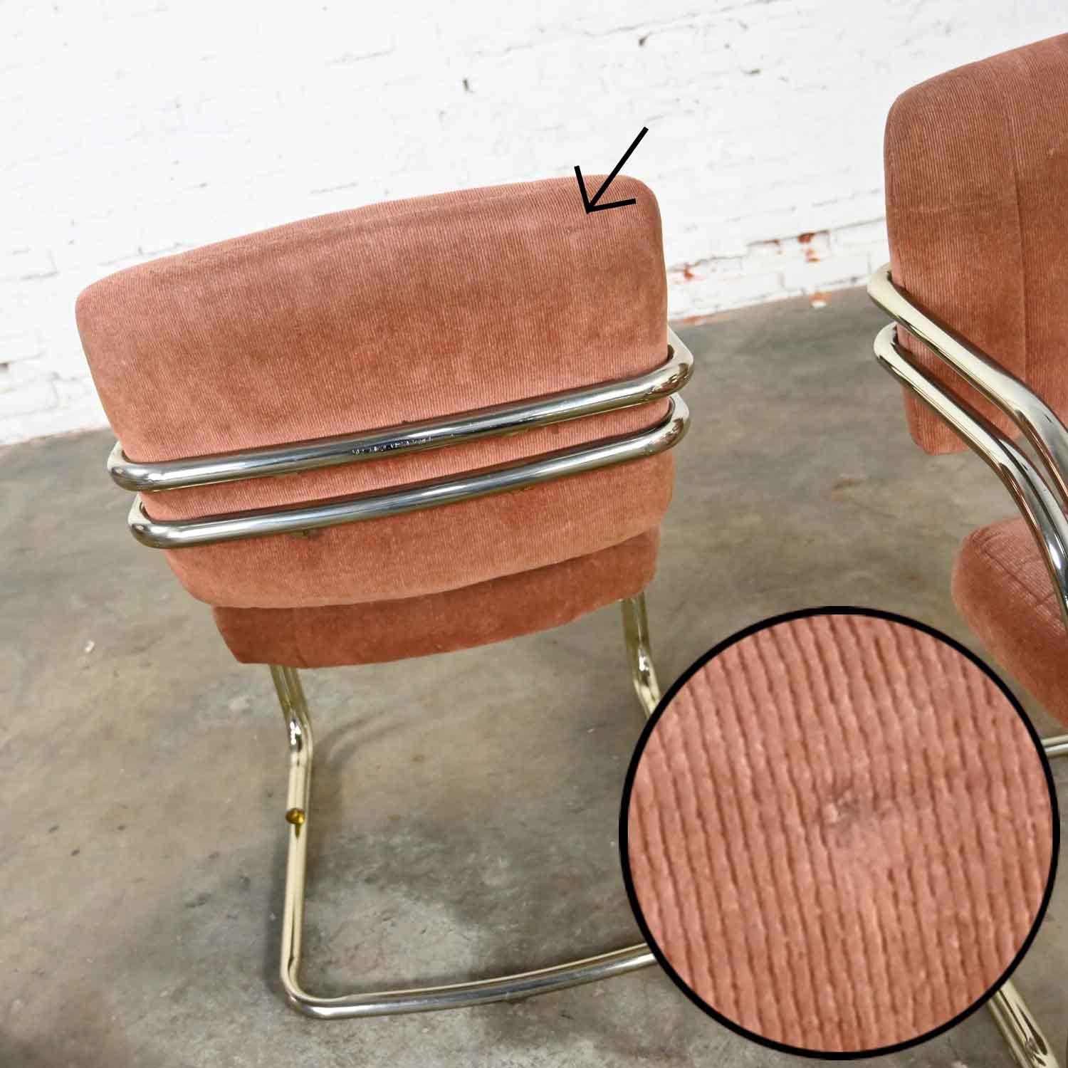 Double Tube Brass Plate Cantilever Chairs Smoked Glass Top Table by Douglas Furn 4