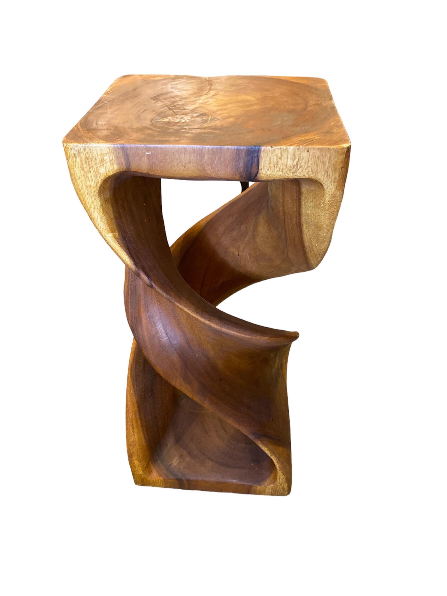 Double Twist Hand Carved Chamcha Wood In Excellent Condition In Pasadena, CA