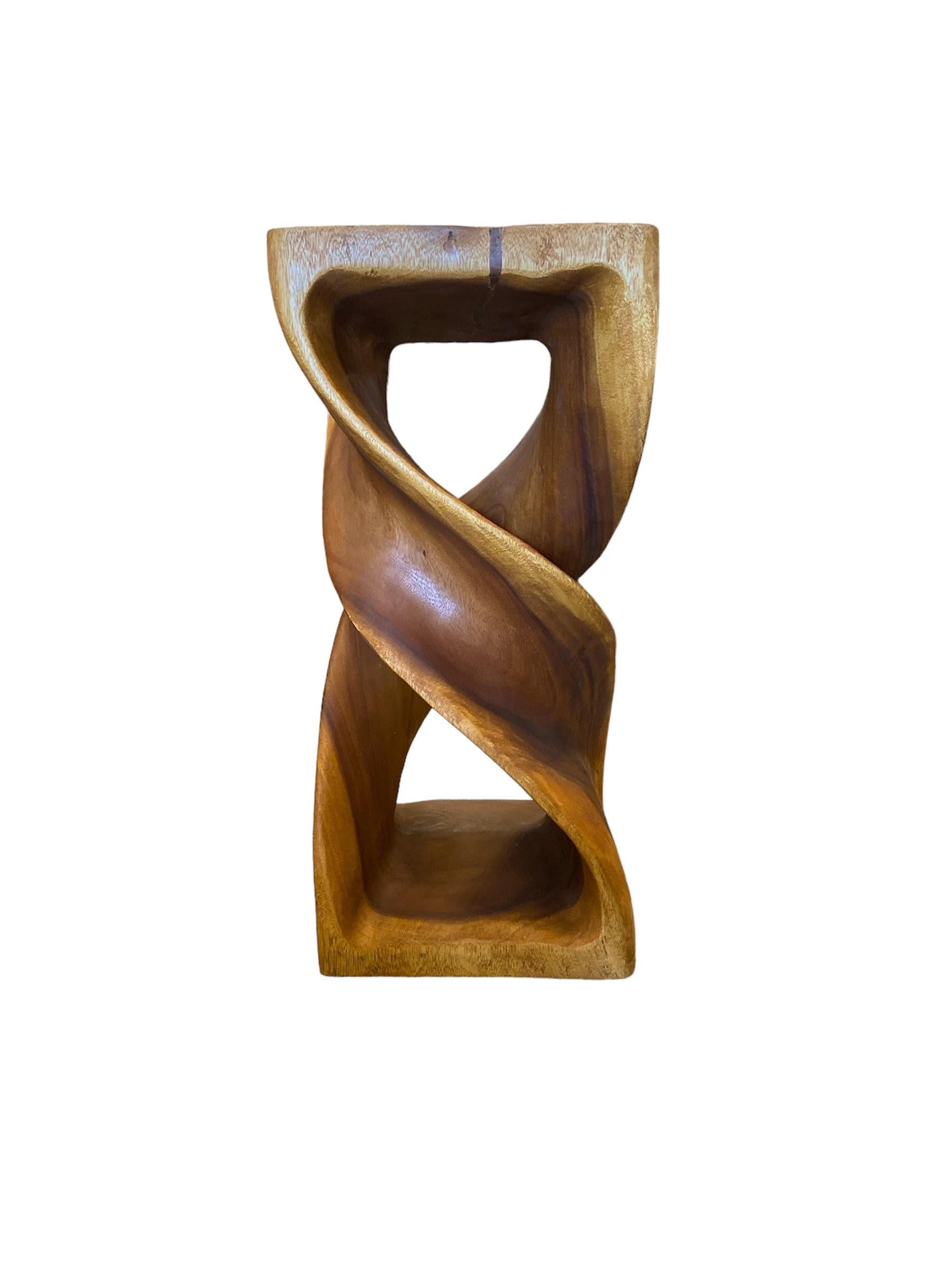 Contemporary Double Twist Hand Carved Chamcha Wood
