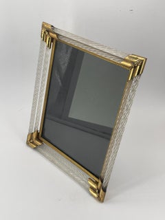Double Twisted Lanyard Tabletop Picture Frame in style of Murano Venini Vintage