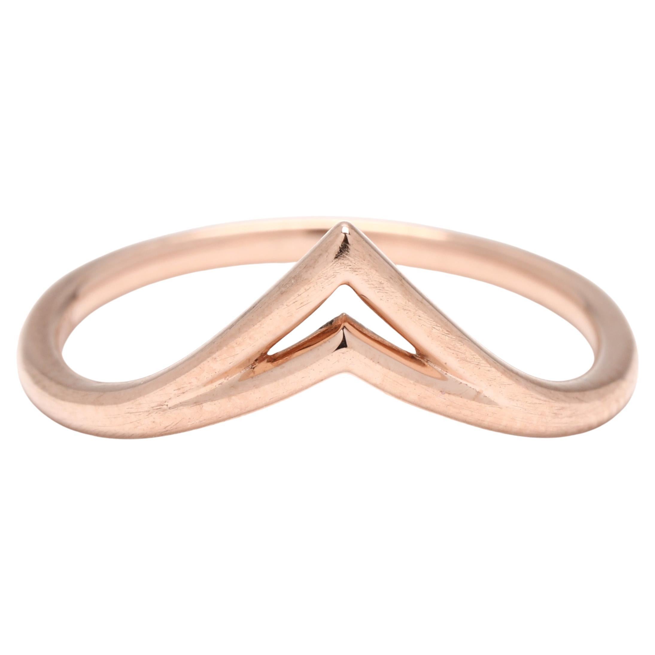 Double V Ring, 10k Rose Gold, Ring Size 5, Stackable, Band Ring