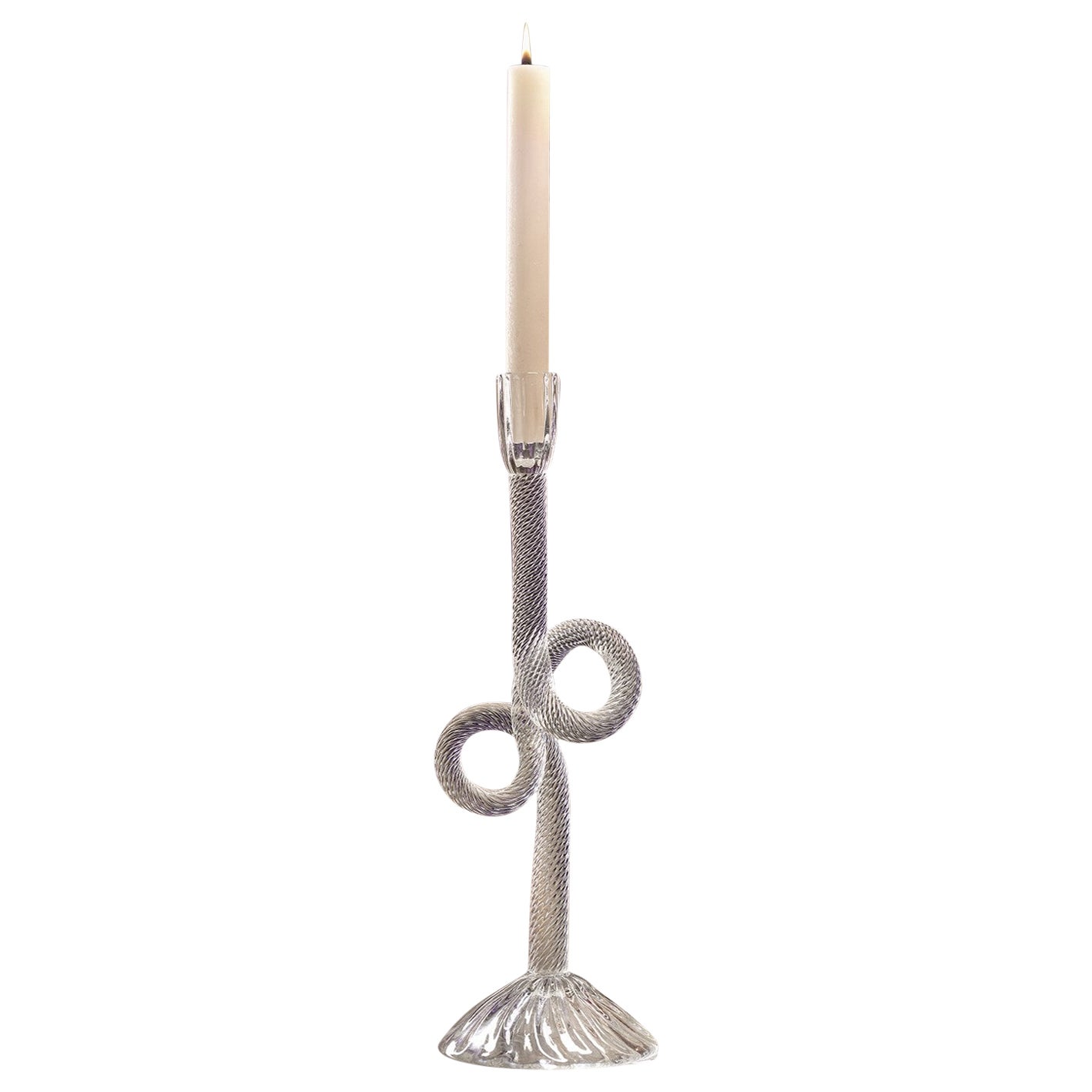 Double Venetian Knot Murano Glass Candleholder by Aina Kari For Sale