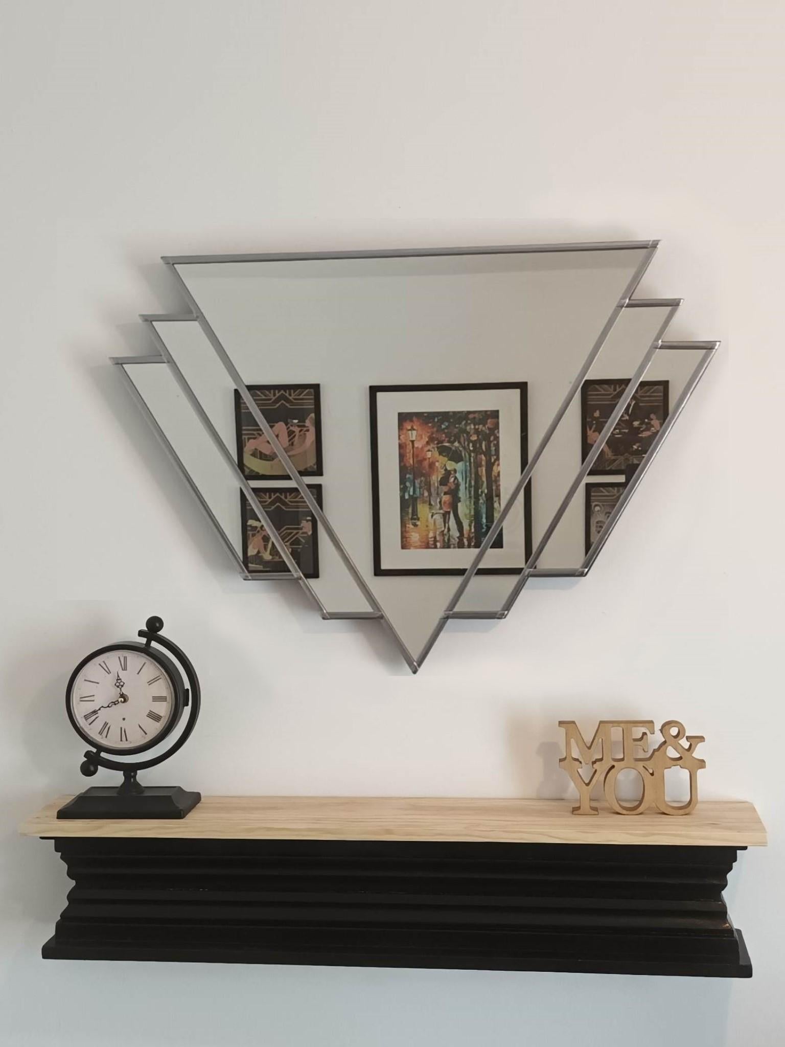 Art déco Double W Art Deco Mirror in Silver en vente