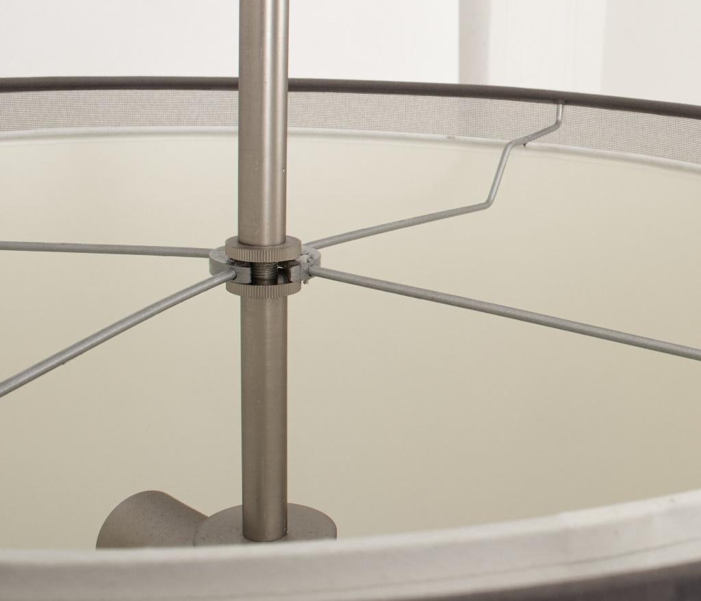 Lampe suspendue à double tambour mural, couche intérieure crème, extérieur en tissu gris transparent. 40