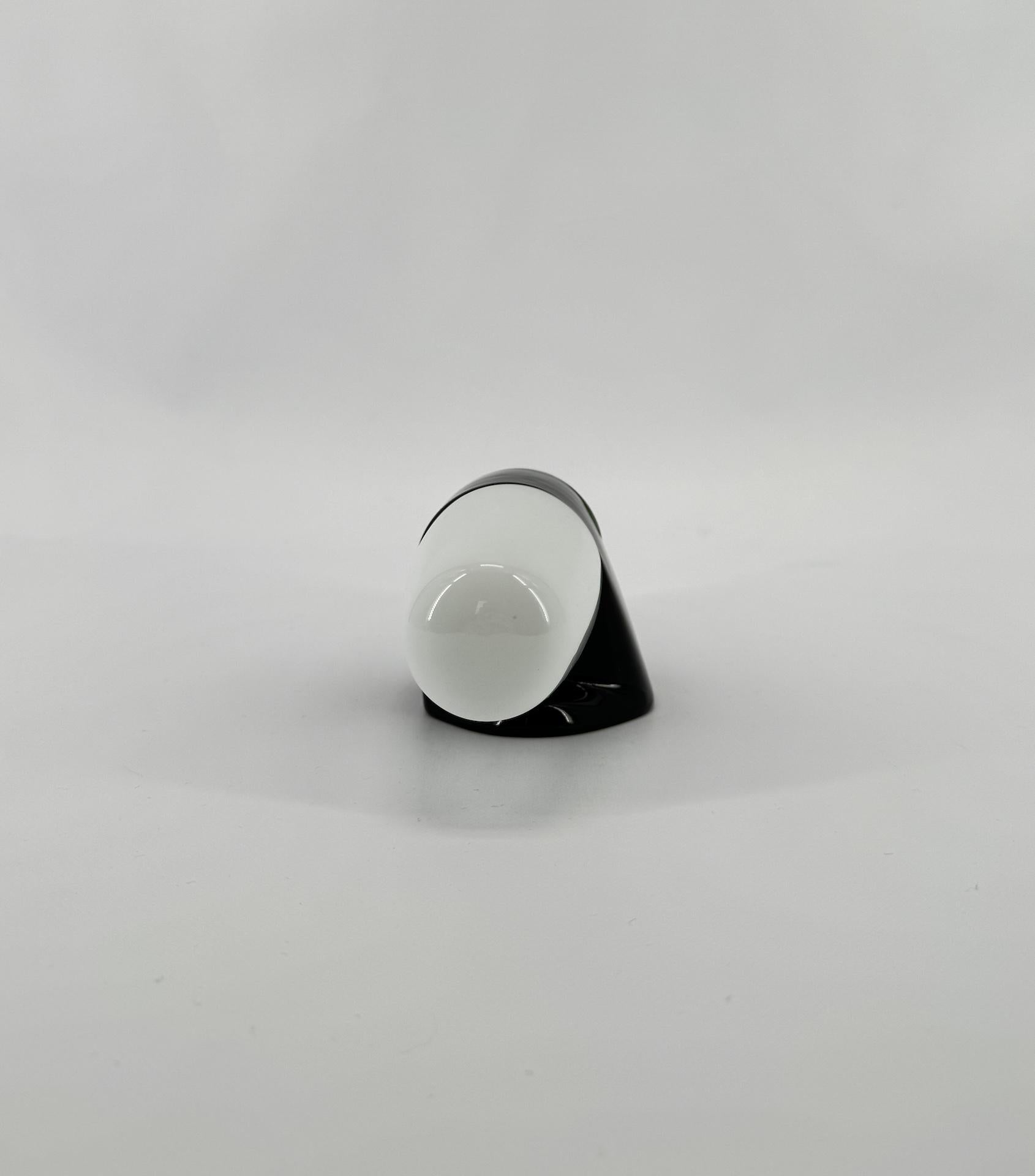Mid-Century Modern Double Wall Lamp by Wilhelm Wagenfeld Lindner 1958 Opaline and Black Porcelain