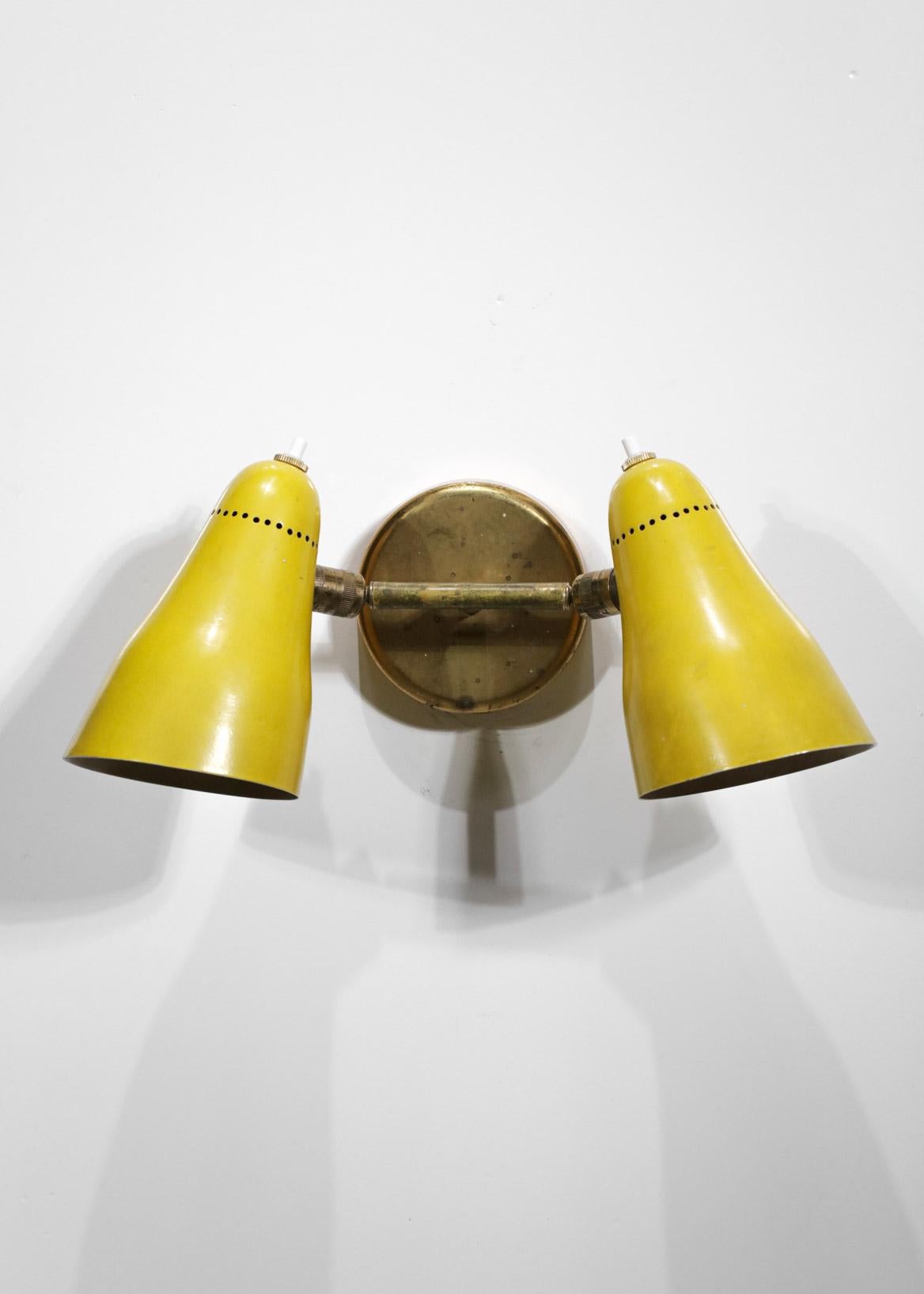 Mid-20th Century Double Wall Lamp French 50's Brass Vintage Design Pierre Guariche's Style