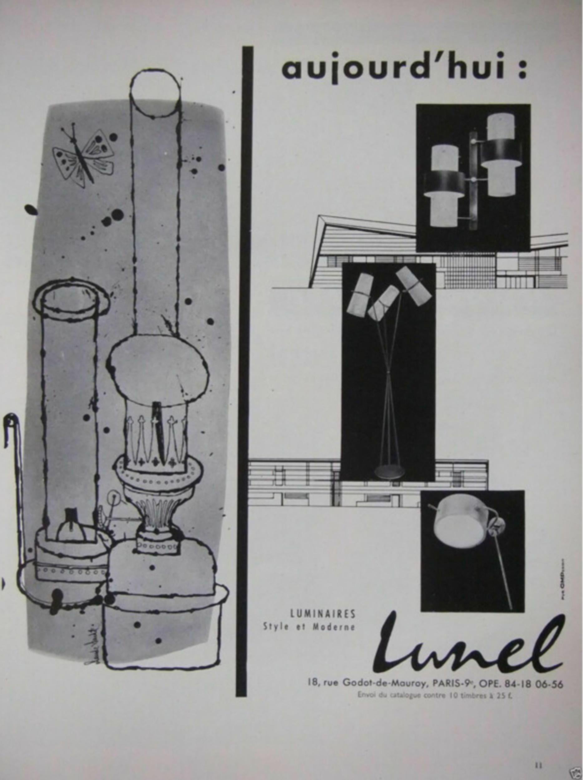 Doppelwandleuchte aus Plexiglas, Messing und lackiertem Metall, Ed.Lunel Frankreich um 1960 (Mitte des 20. Jahrhunderts) im Angebot