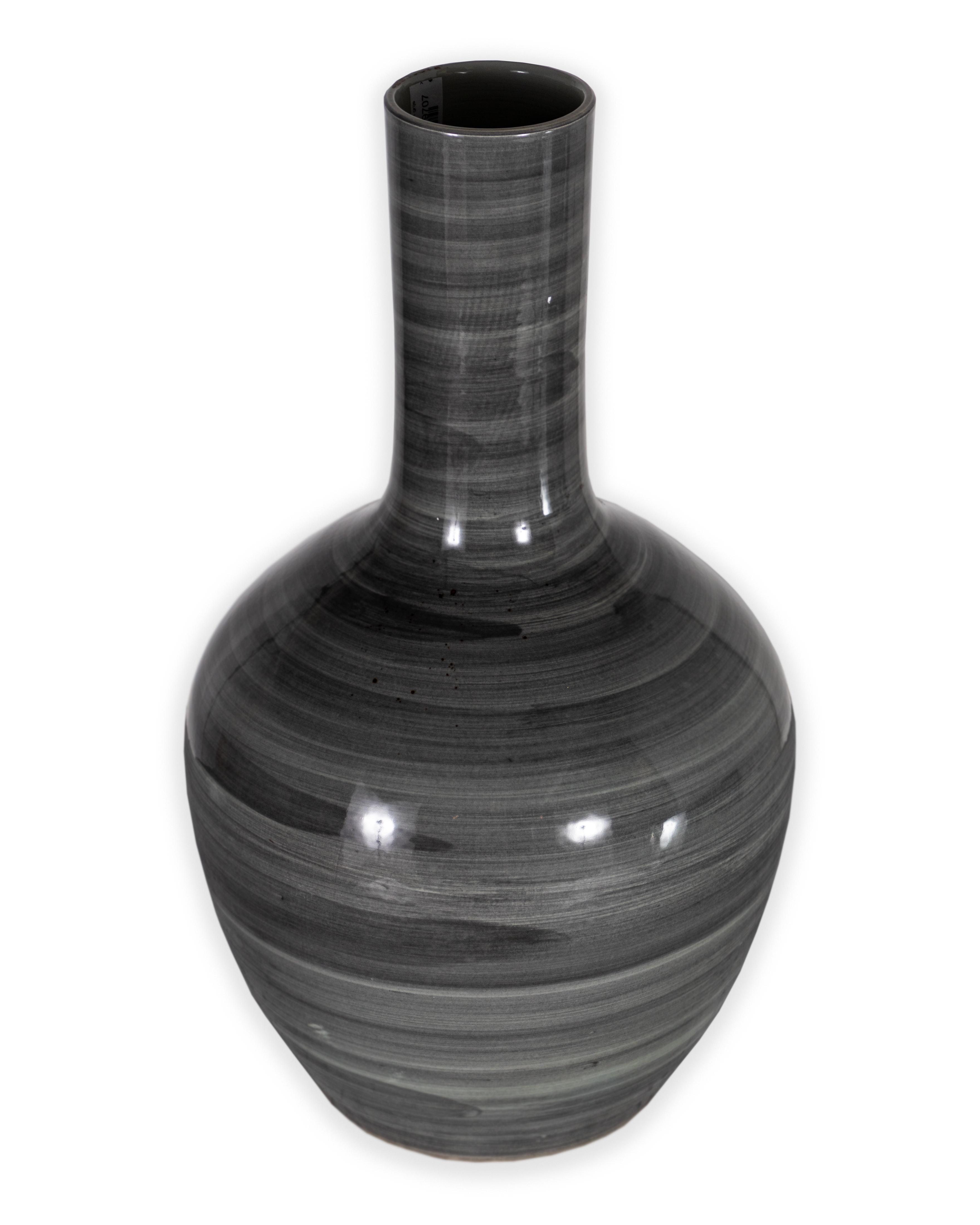 In the style of a Ming globular double wall vase. In a modern grey strié coloring. In my organic, contemporary, vintage and mid-century modern style.

Piece from our one of a kind Le Monde collection. 

  