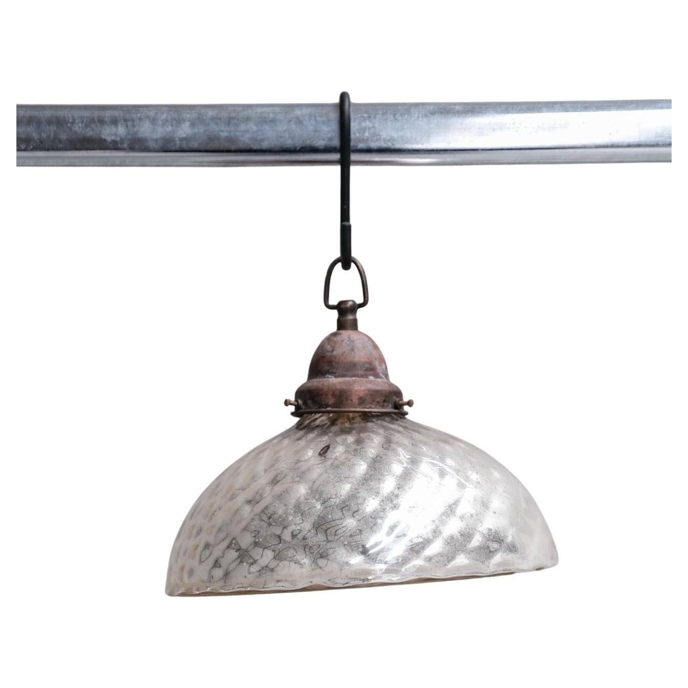 Double Walled Antique Mercury Glass Reflector Pendant Light