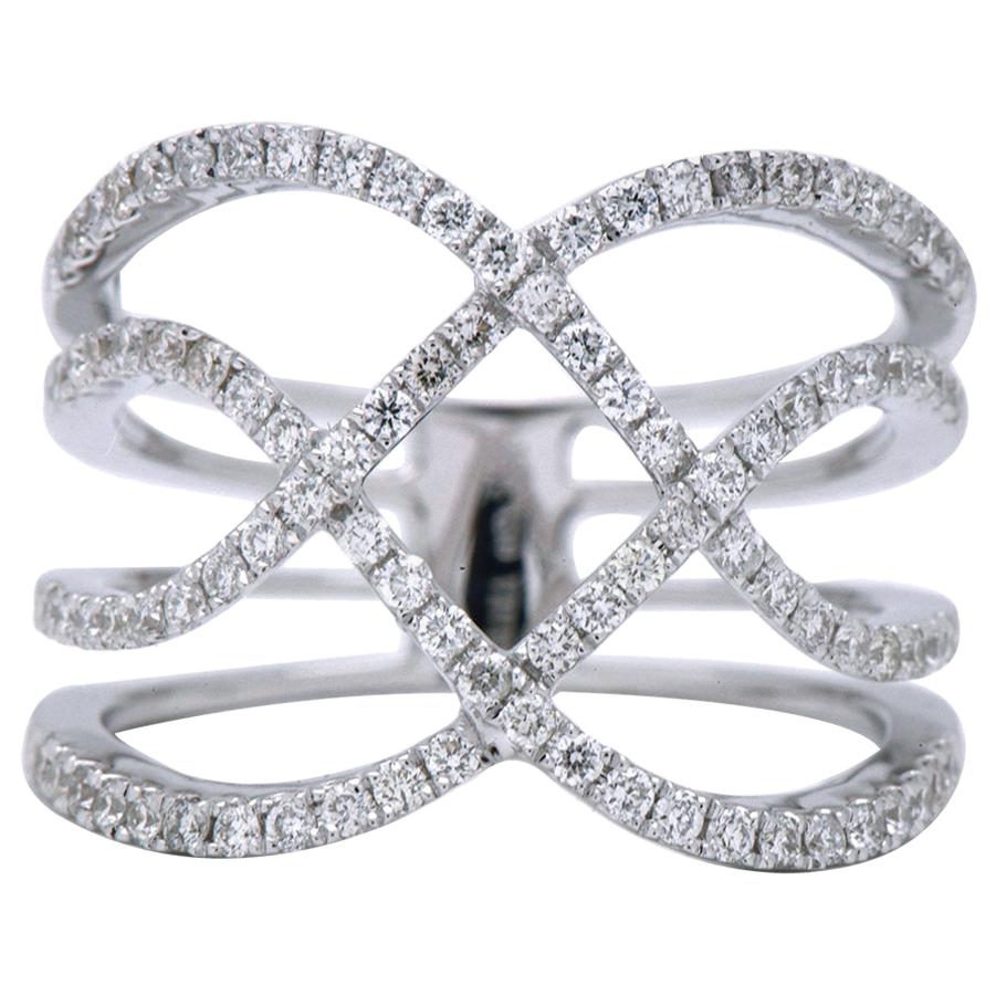 Double Wave Crossover Ring For Sale