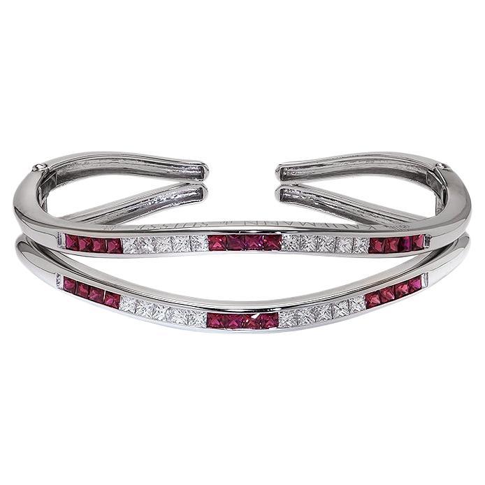 Double Wave Ruby & Diamond Bracelet