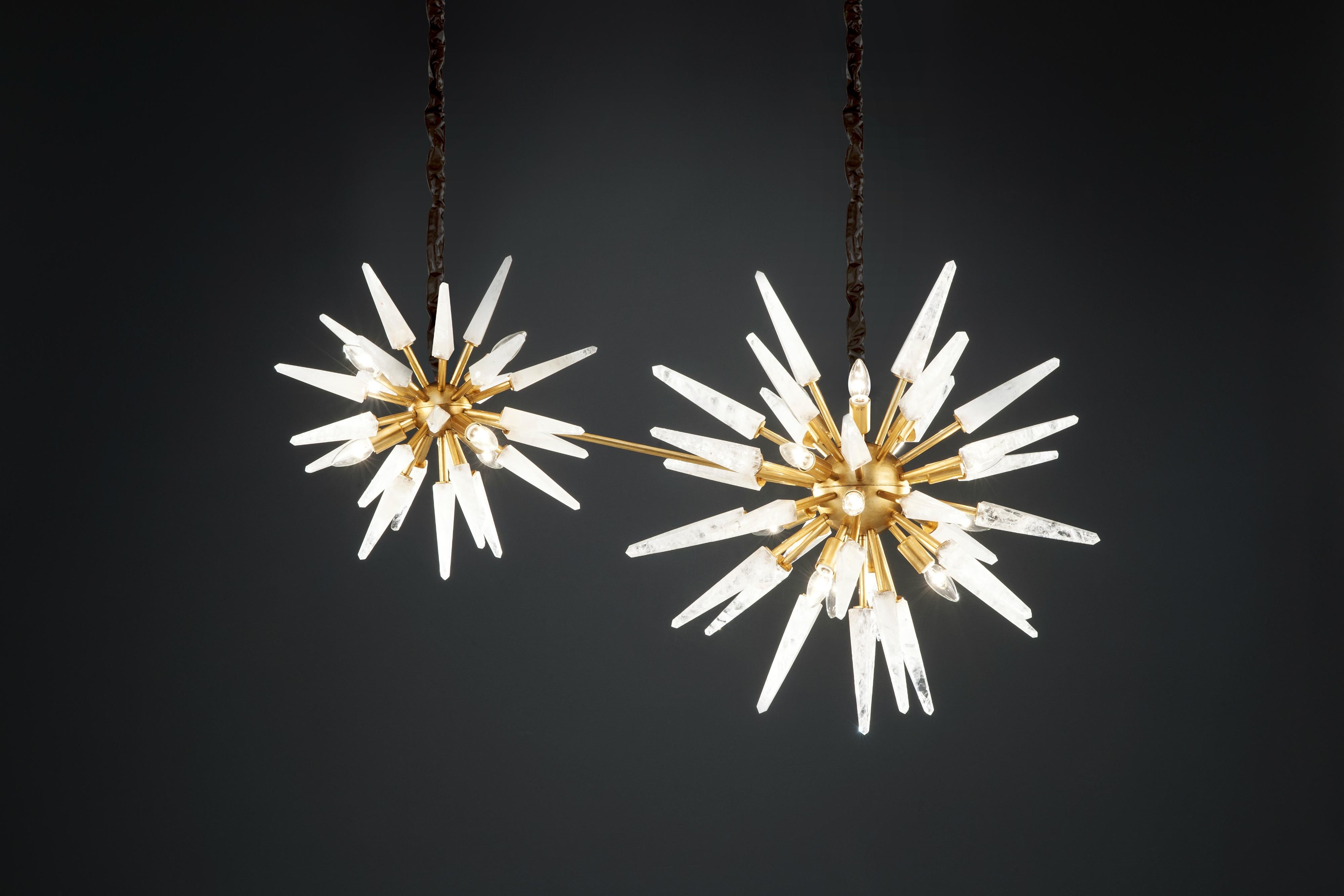 Double White Quartz Pendant Light by Aver In New Condition For Sale In Geneve, CH