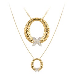 Doppelt Weiß-Gelbgold-Halskette aus 18 Karat Diamant für sie