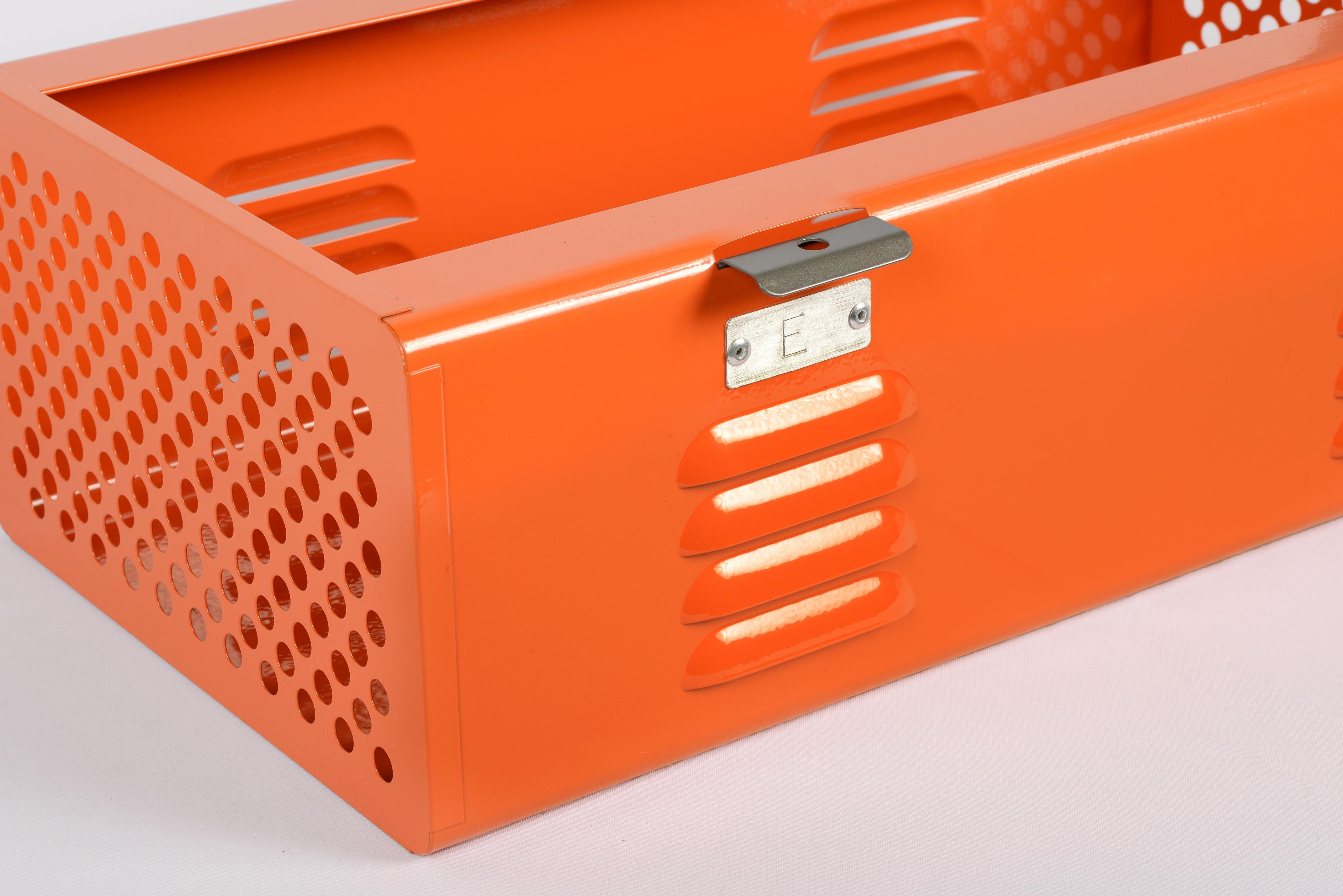 Powder-Coated Double Wide Locker Basket in Tangerine, Custom Made to Order For Sale