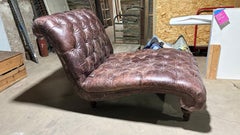 Double Wide Tufted Leather Chaise Lounge