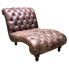 Double Wide Tufted Leather Chaise Lounge