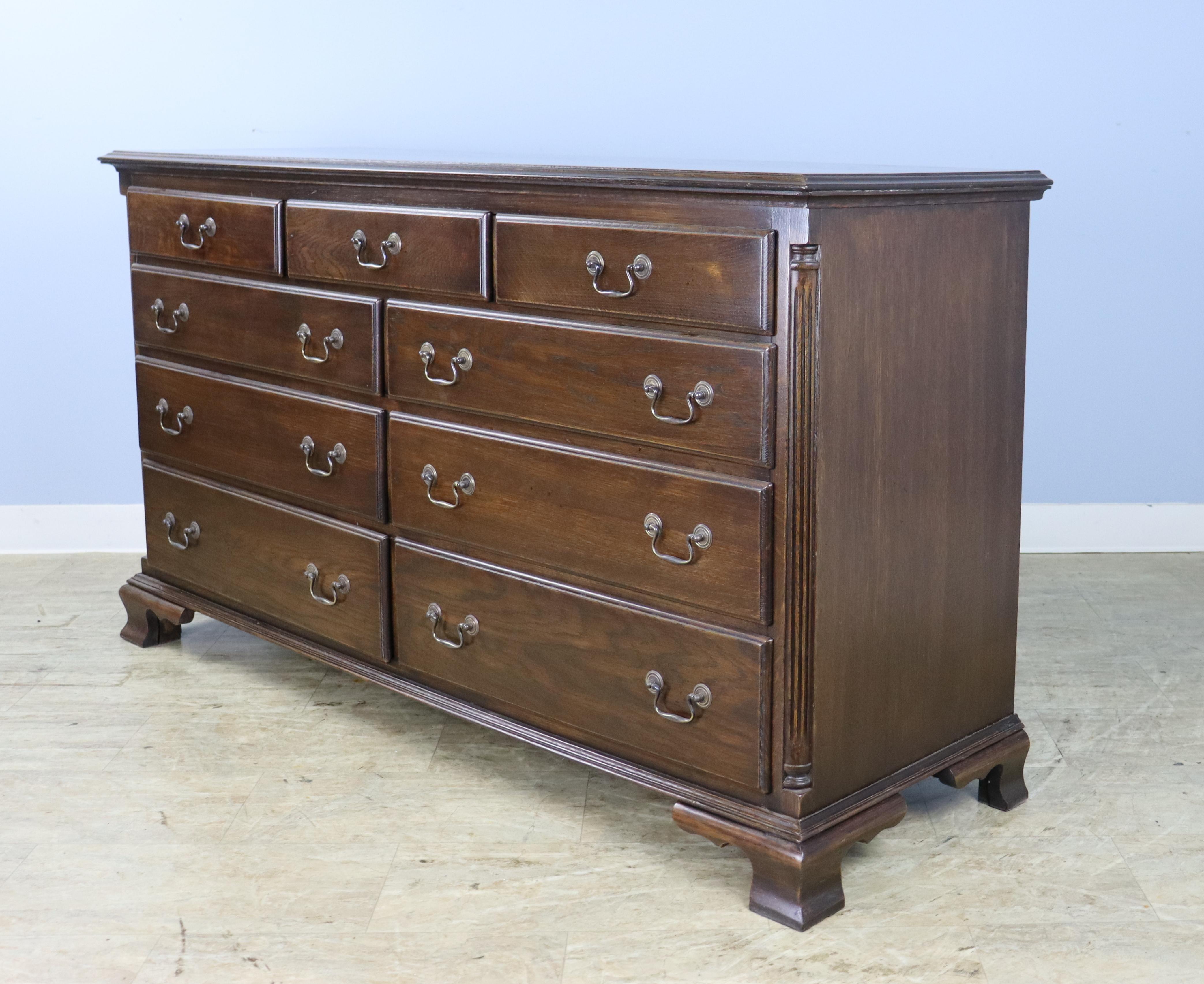 Double Width Oak Chest of Drawers, Custom Made for Briggs House In Excellent Condition In Port Chester, NY