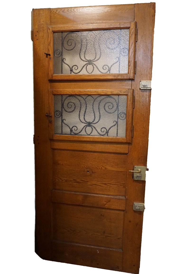 Double Window Door With Decorative Knob Plate Circa 1850 For Sale