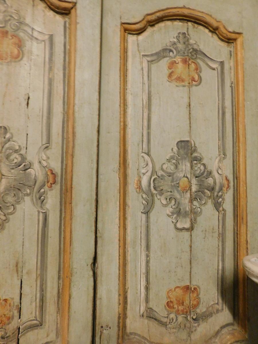 Wood Double wing door, carved and painted in the panel, '700 Italy For Sale